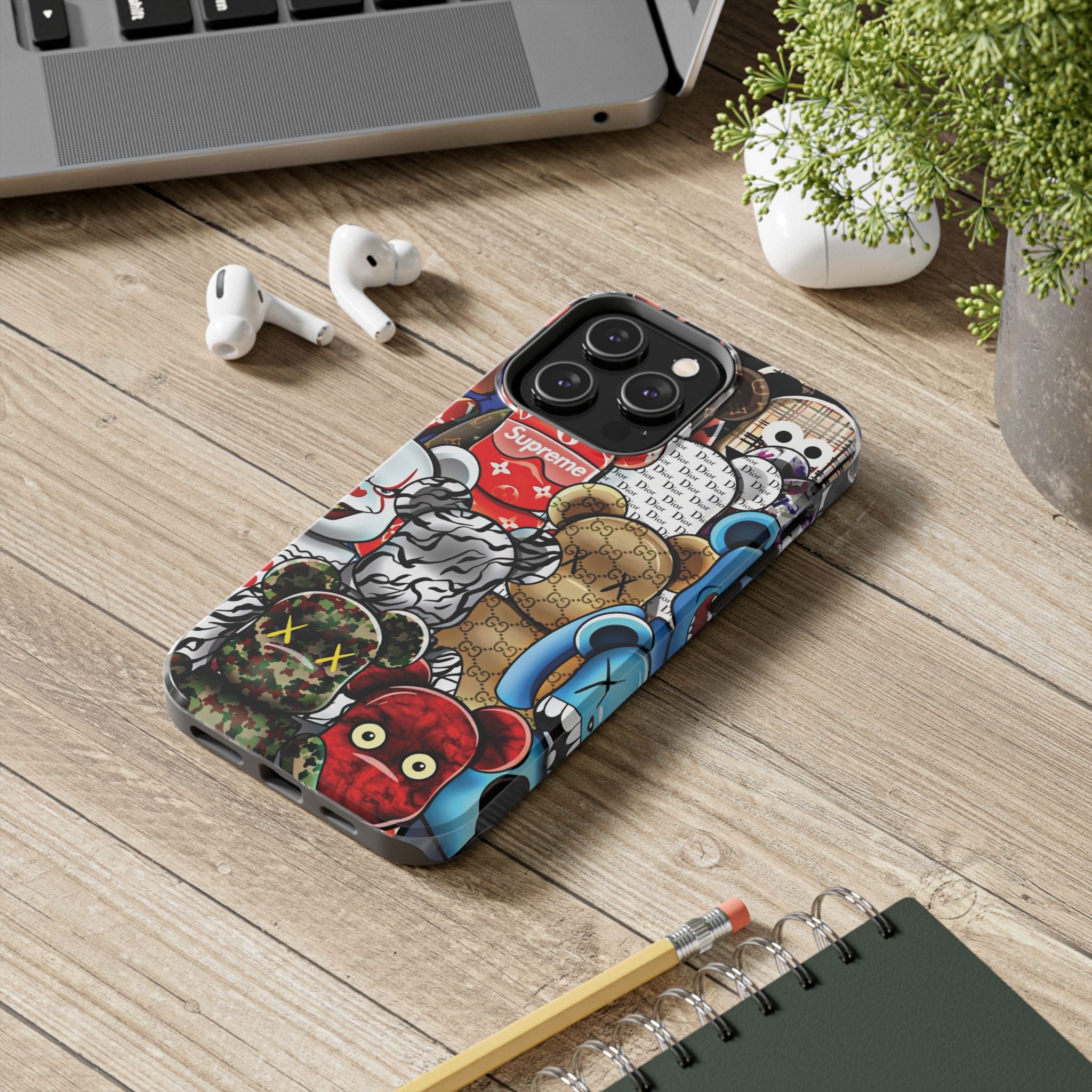 Trendy Bear Phone Case: Stylish Tough Protector for Streetwear Lovers, Gift for Teens, Unique Accessories for Holiday Celebrations