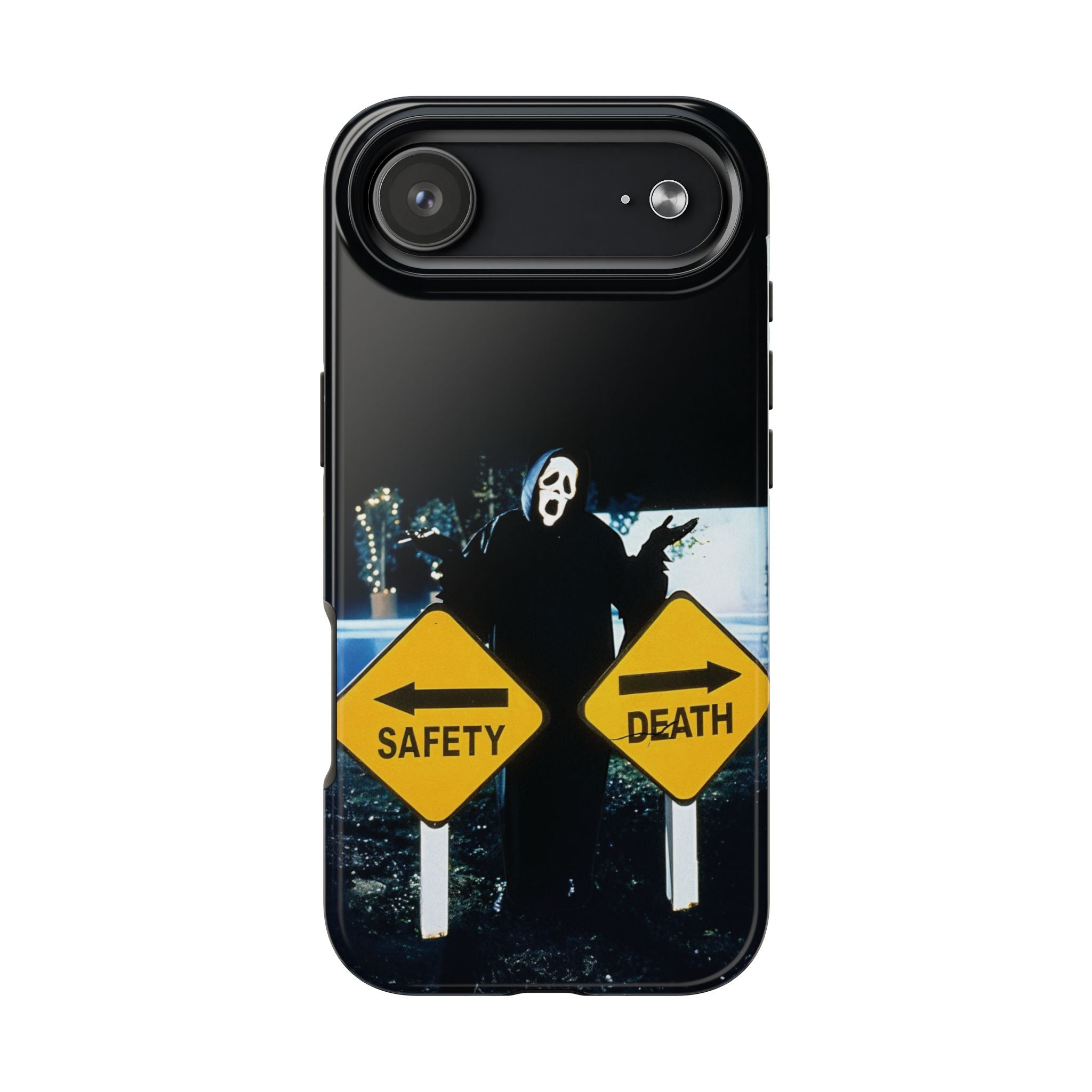 Spooky Phone Cases with Safety and Death Design, Halloween Gift, Horror Movie Merch, Unique Phone Accessories, Fun and Functional