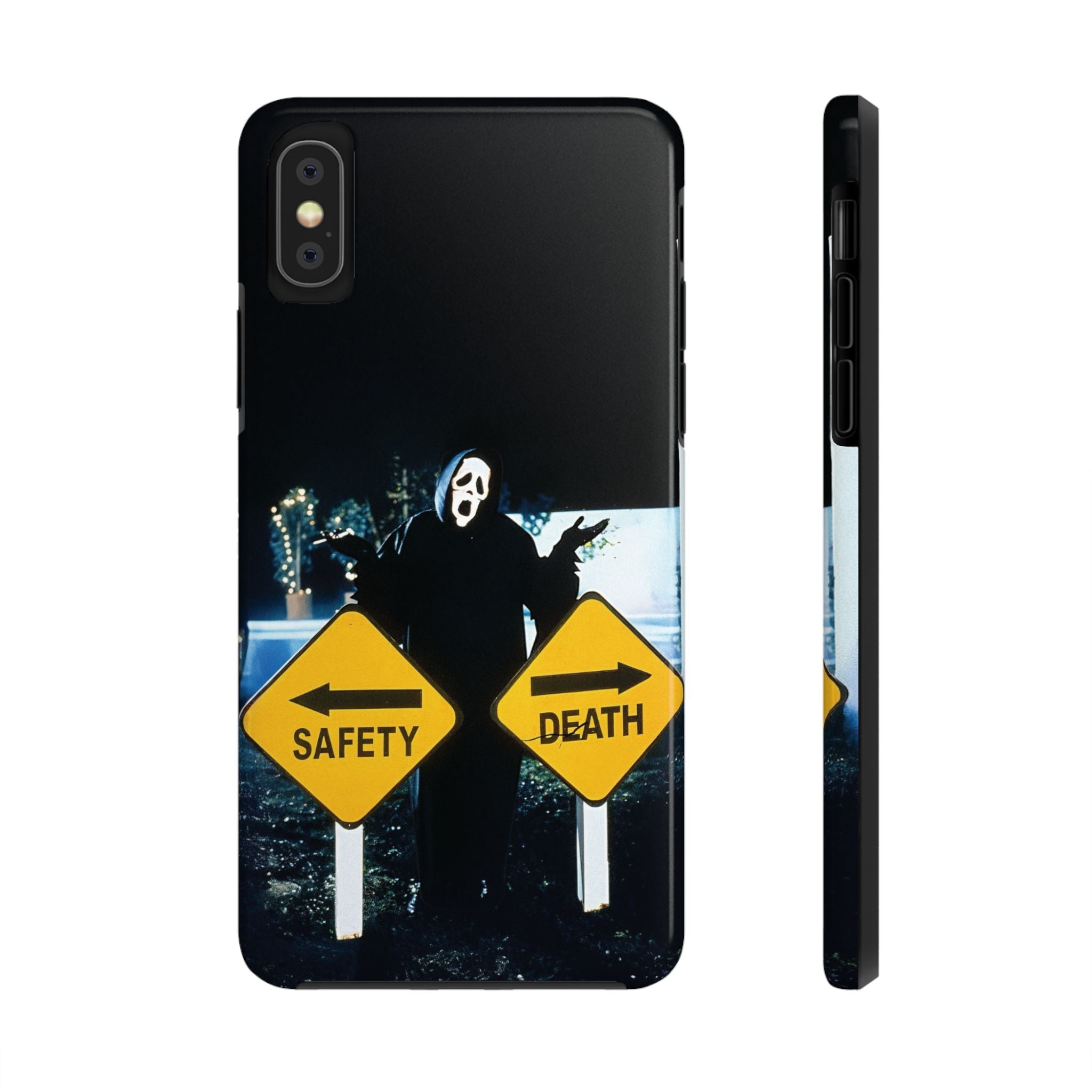 Spooky Phone Cases with Safety and Death Design, Halloween Gift, Horror Movie Merch, Unique Phone Accessories, Fun and Functional