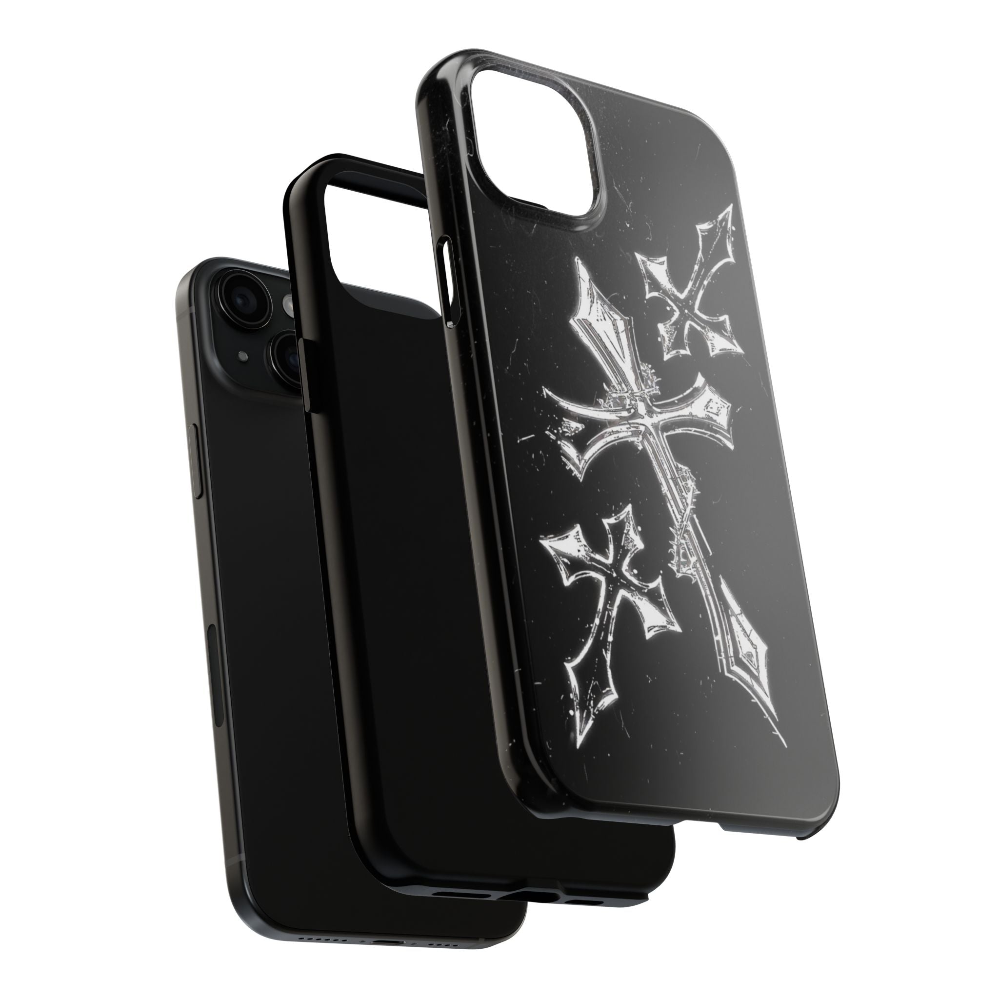 Tough Phone Case with Cross Design, Gothic Phone Cover, Personalized Phone Case, Customizable Tech Accessories, Unique Gift Idea