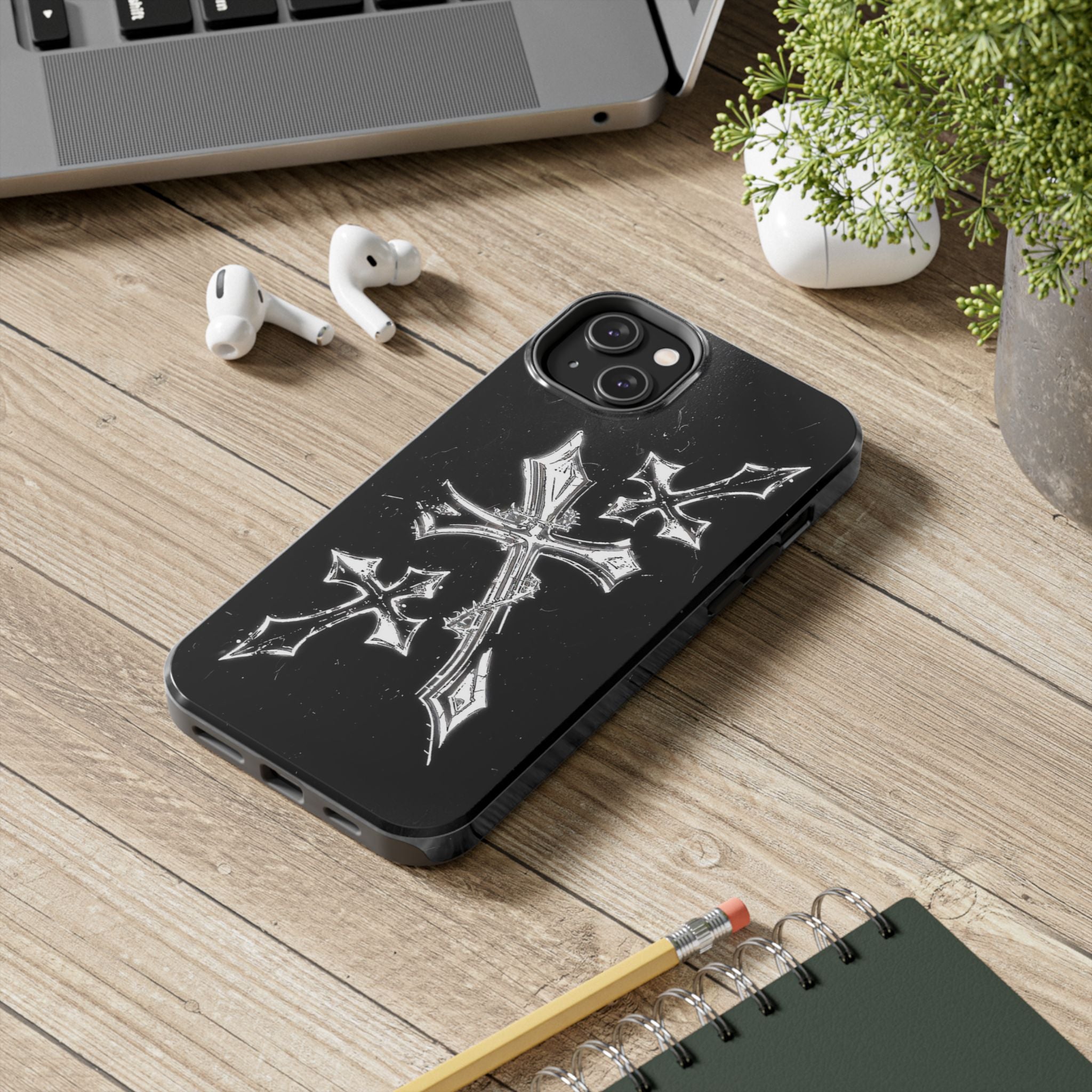 Tough Phone Case with Cross Design, Gothic Phone Cover, Personalized Phone Case, Customizable Tech Accessories, Unique Gift Idea