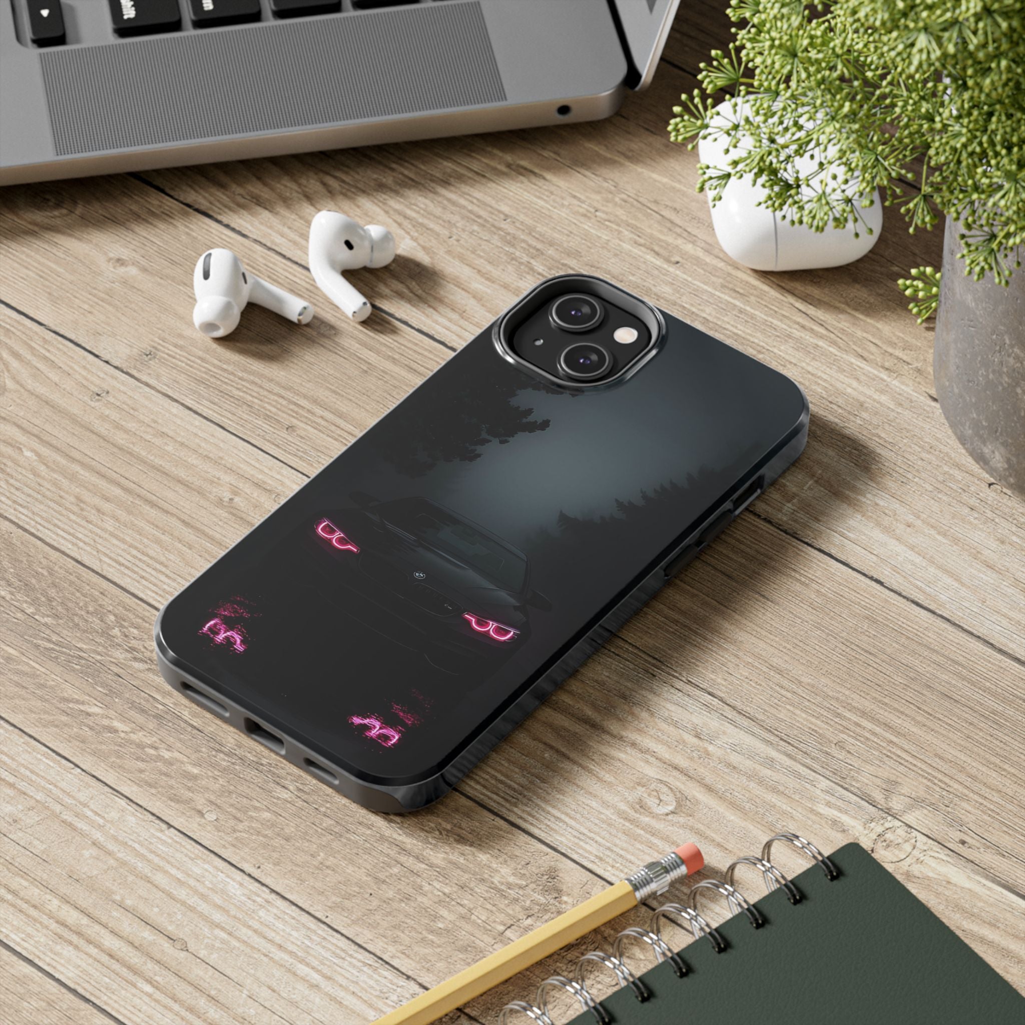 Tough Phone Case with Neon Car Design, Durable Smartphone Cover, Gift for Car Enthusiasts, Unique Accessory for Him, Perfect for Birthdays