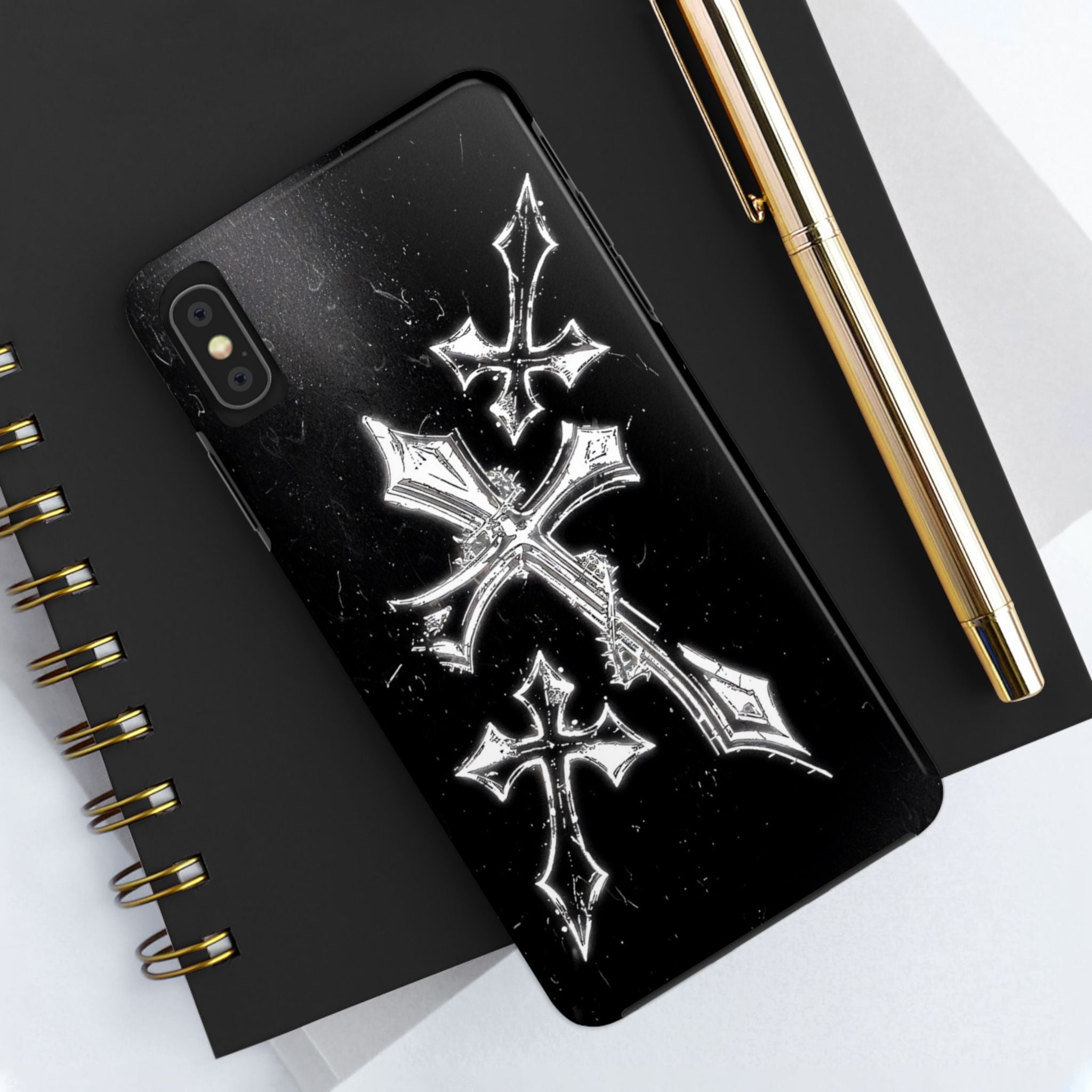 Tough Phone Case with Cross Design, Gothic Phone Cover, Personalized Phone Case, Customizable Tech Accessories, Unique Gift Idea