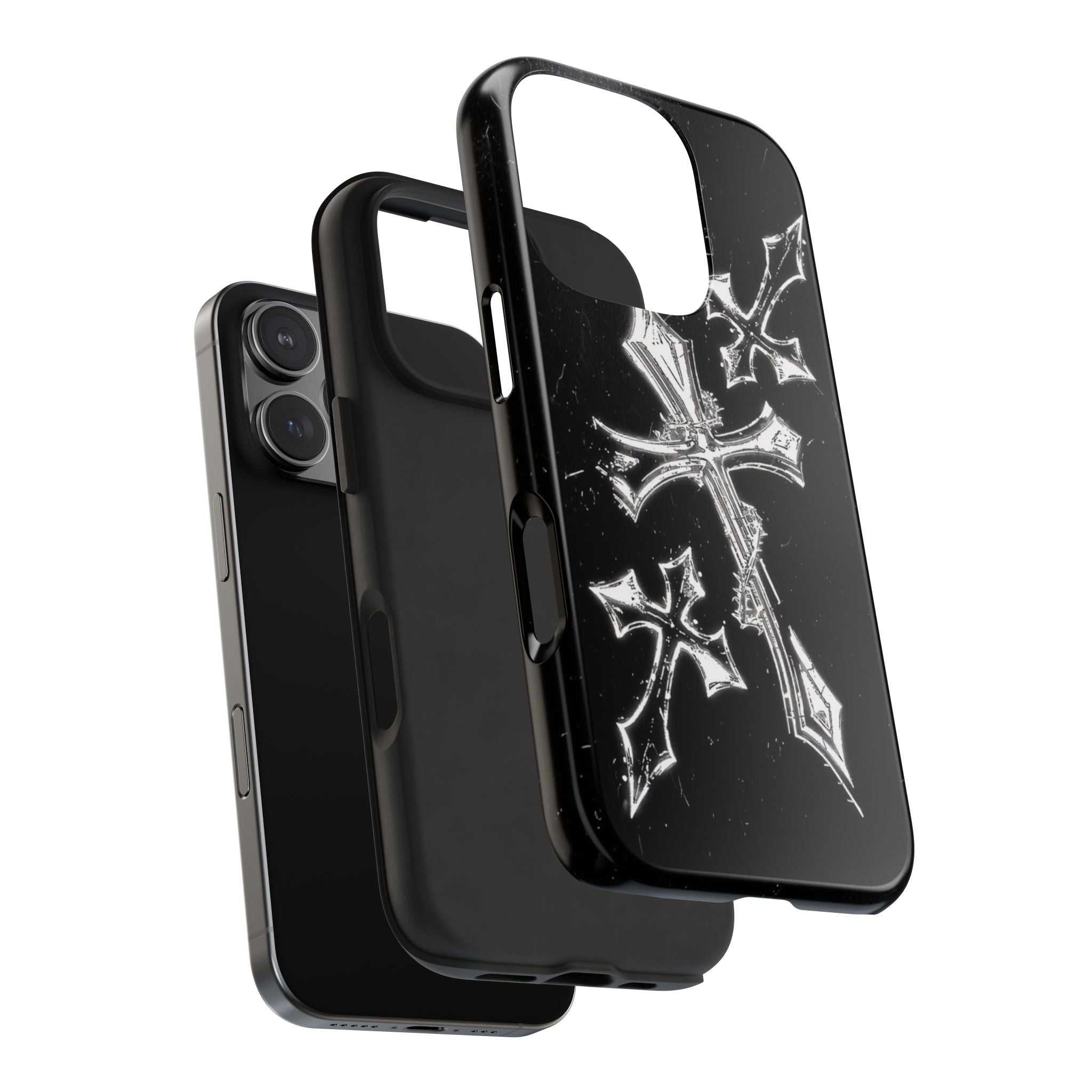 Tough Phone Case with Cross Design, Gothic Phone Cover, Personalized Phone Case, Customizable Tech Accessories, Unique Gift Idea