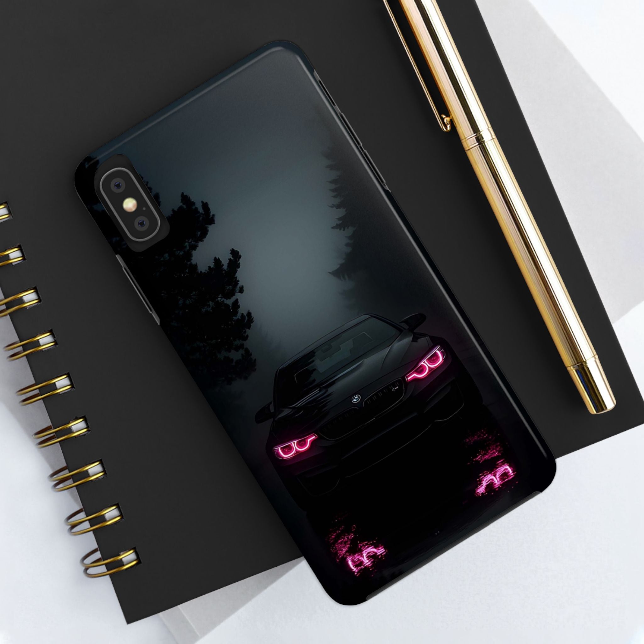 Tough Phone Case with Neon Car Design, Durable Smartphone Cover, Gift for Car Enthusiasts, Unique Accessory for Him, Perfect for Birthdays