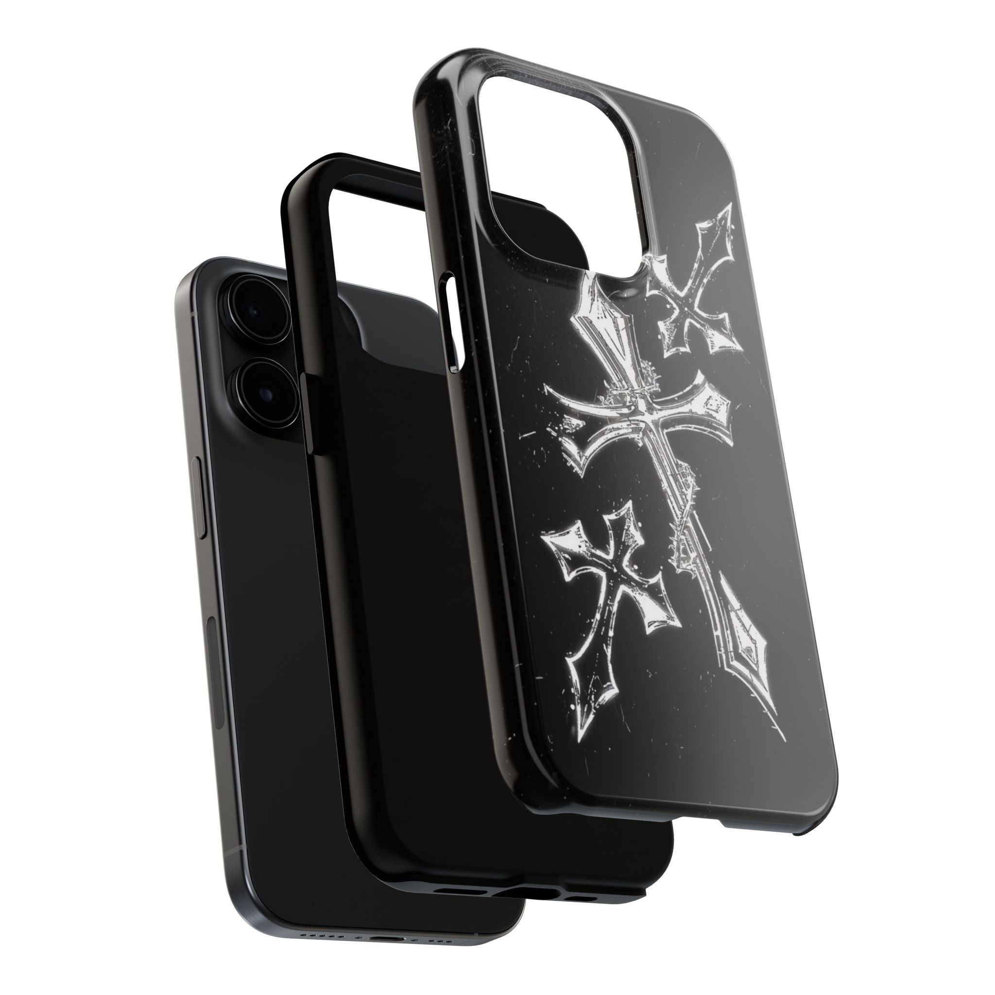Tough Phone Case with Cross Design, Gothic Phone Cover, Personalized Phone Case, Customizable Tech Accessories, Unique Gift Idea