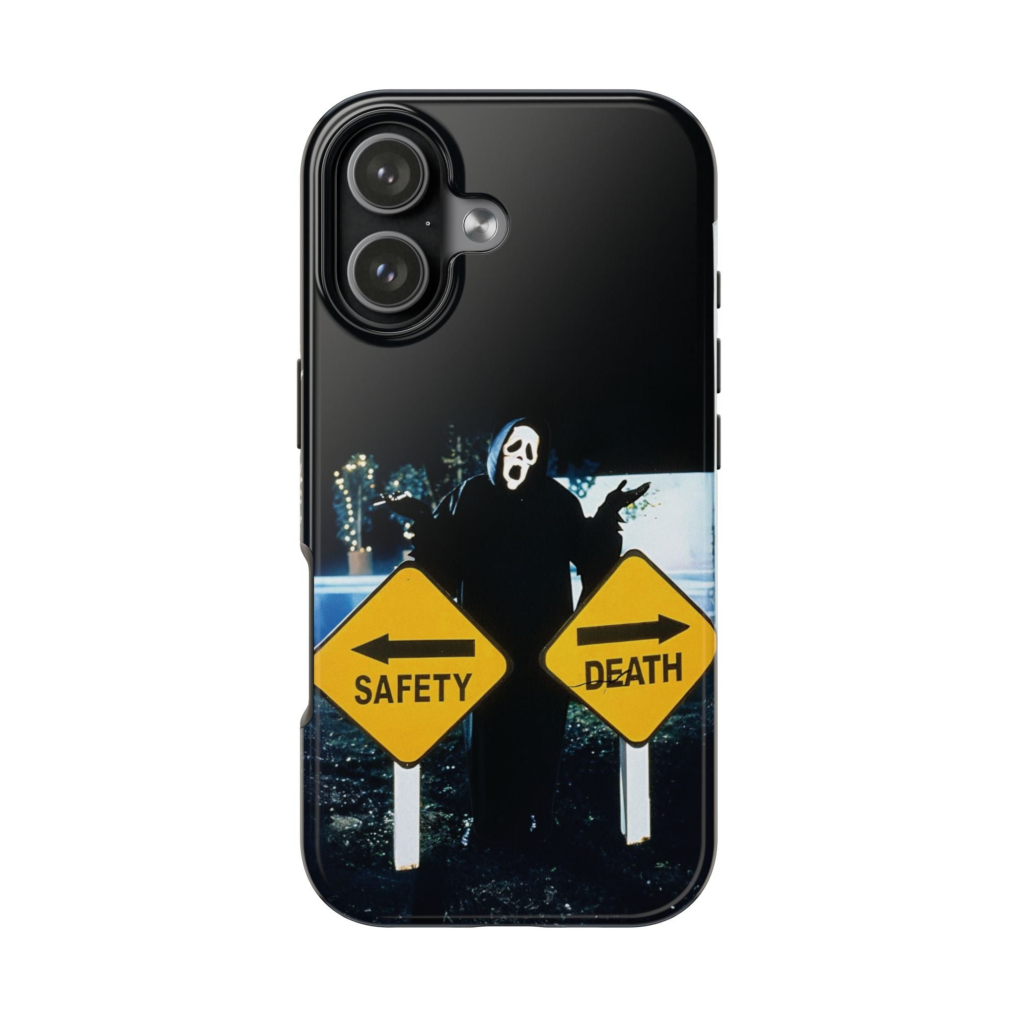 Spooky Phone Cases with Safety and Death Design, Halloween Gift, Horror Movie Merch, Unique Phone Accessories, Fun and Functional