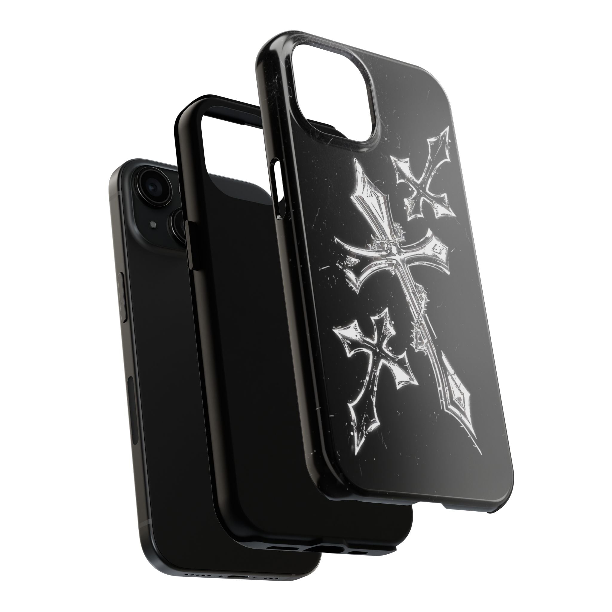 Tough Phone Case with Cross Design, Gothic Phone Cover, Personalized Phone Case, Customizable Tech Accessories, Unique Gift Idea