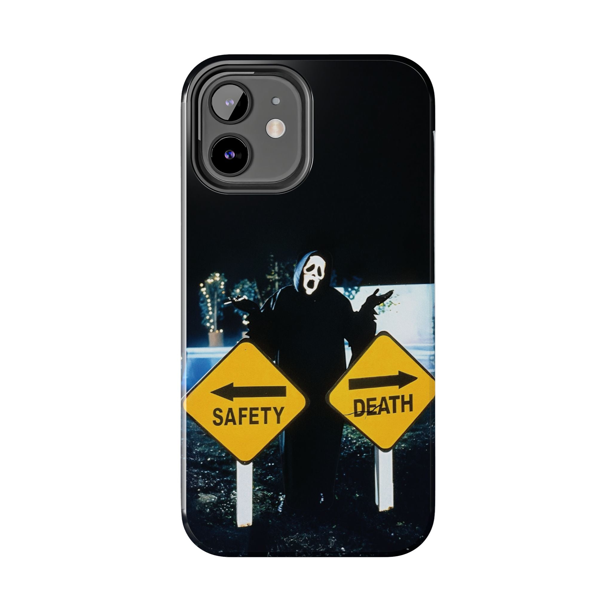 Spooky Phone Cases with Safety and Death Design, Halloween Gift, Horror Movie Merch, Unique Phone Accessories, Fun and Functional