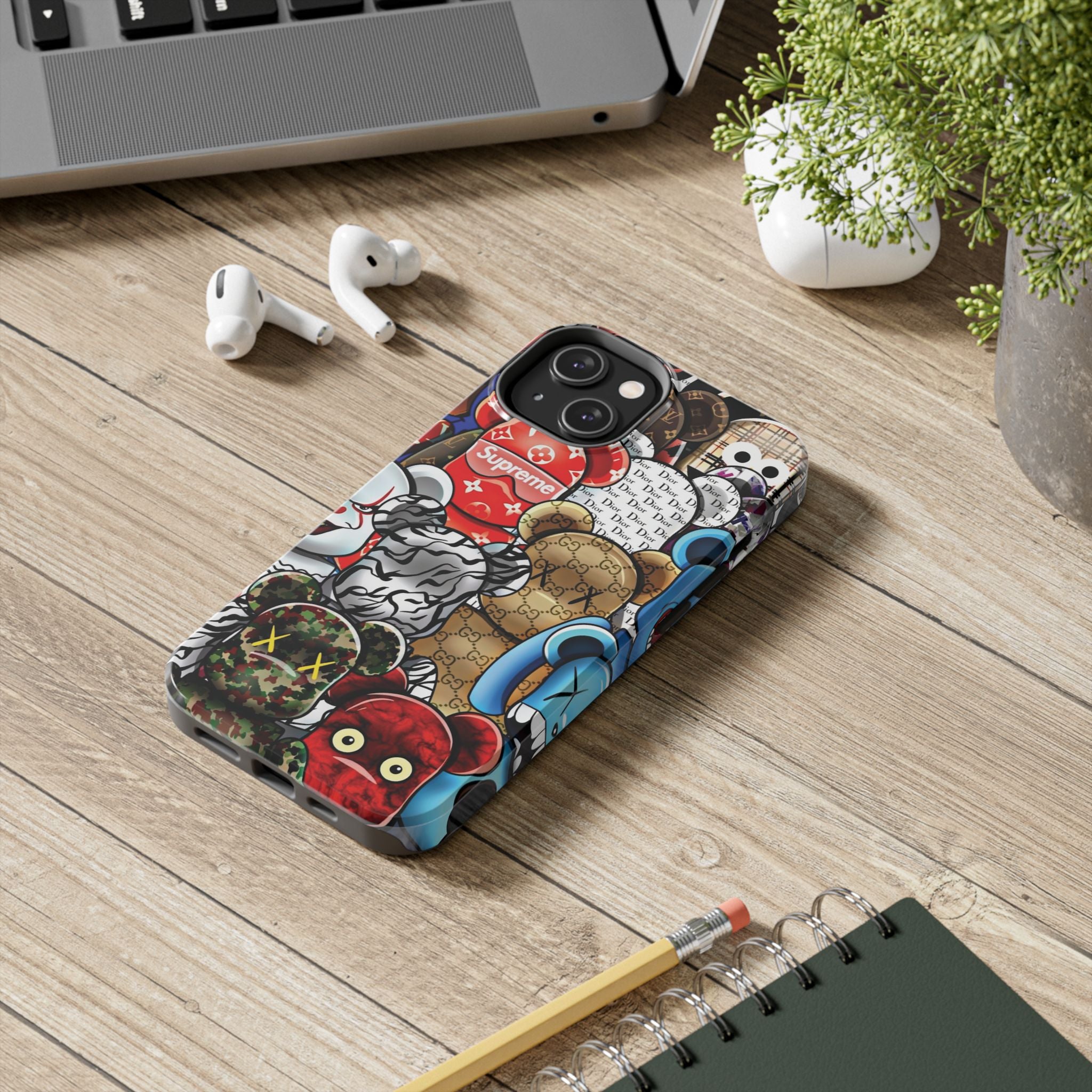 Trendy Bear Phone Case: Stylish Tough Protector for Streetwear Lovers, Gift for Teens, Unique Accessories for Holiday Celebrations