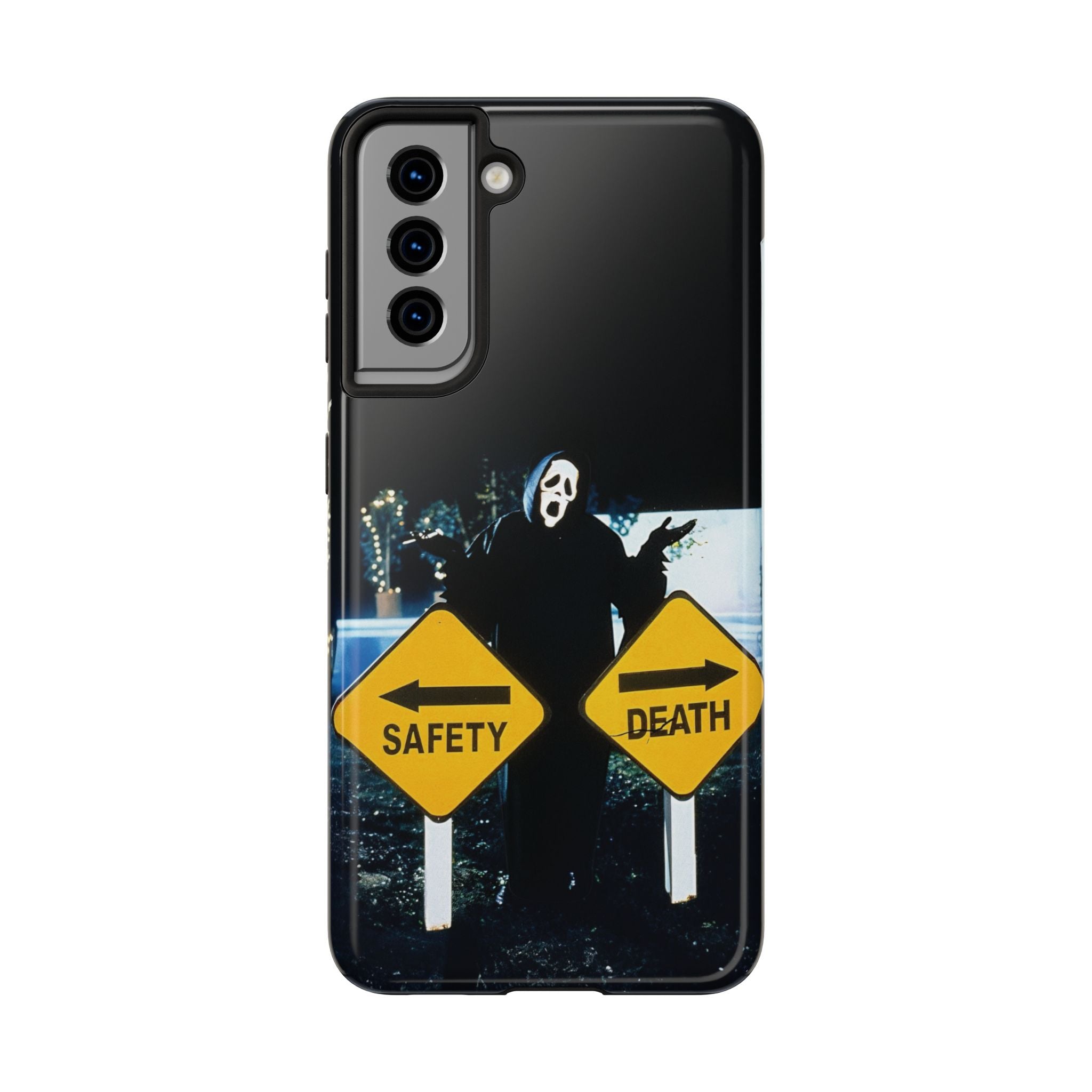 Spooky Phone Cases with Safety and Death Design, Halloween Gift, Horror Movie Merch, Unique Phone Accessories, Fun and Functional