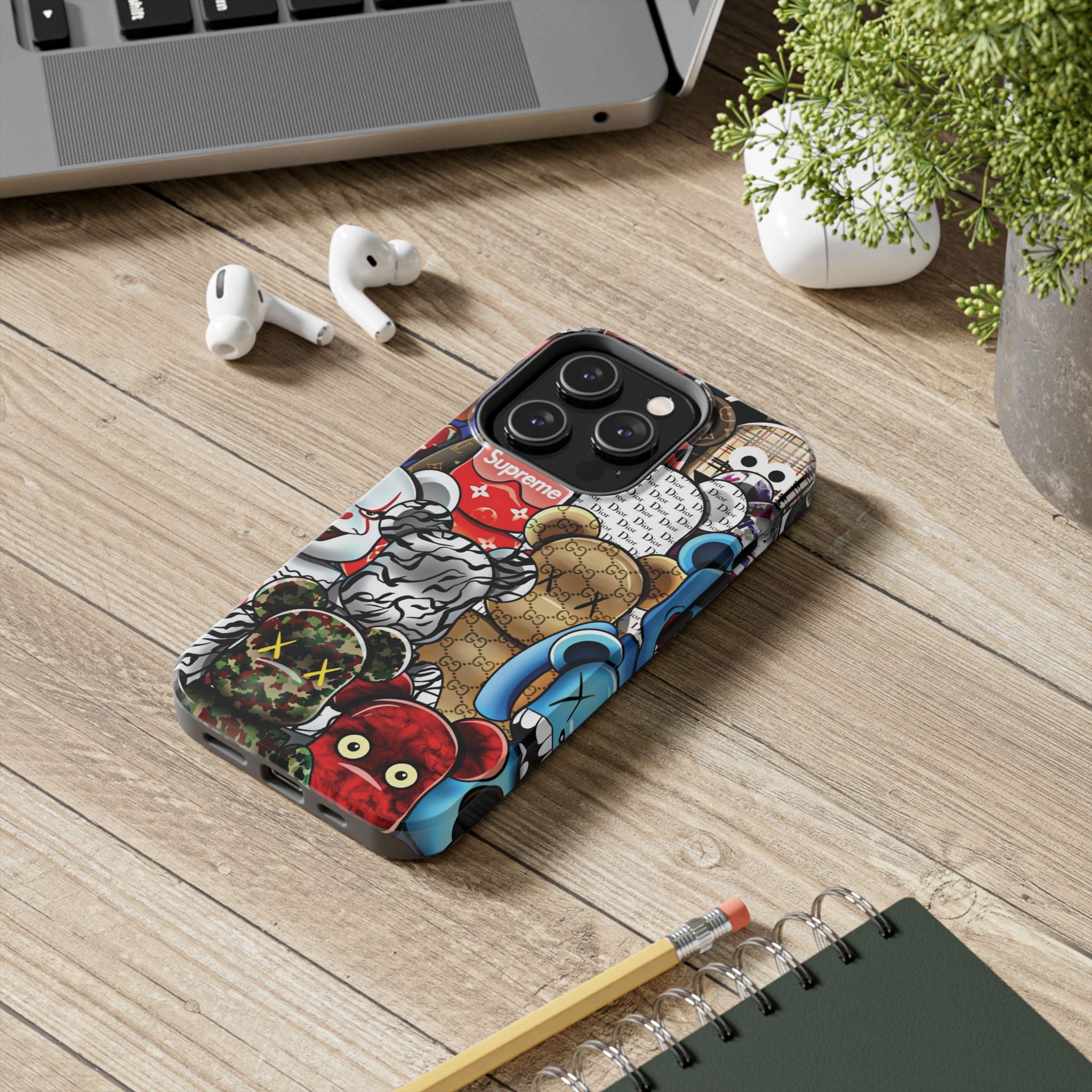 Trendy Bear Phone Case: Stylish Tough Protector for Streetwear Lovers, Gift for Teens, Unique Accessories for Holiday Celebrations