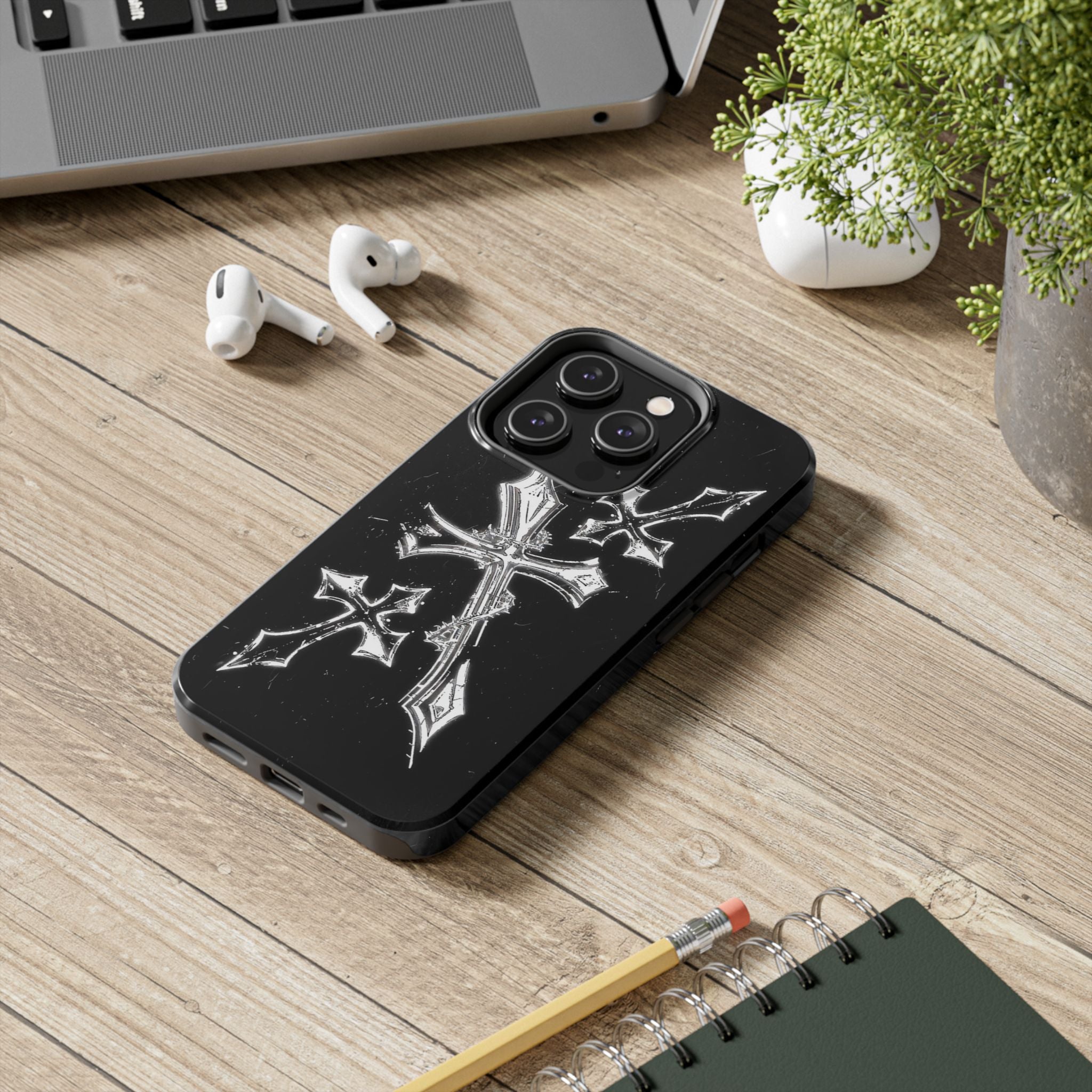 Tough Phone Case with Cross Design, Gothic Phone Cover, Personalized Phone Case, Customizable Tech Accessories, Unique Gift Idea