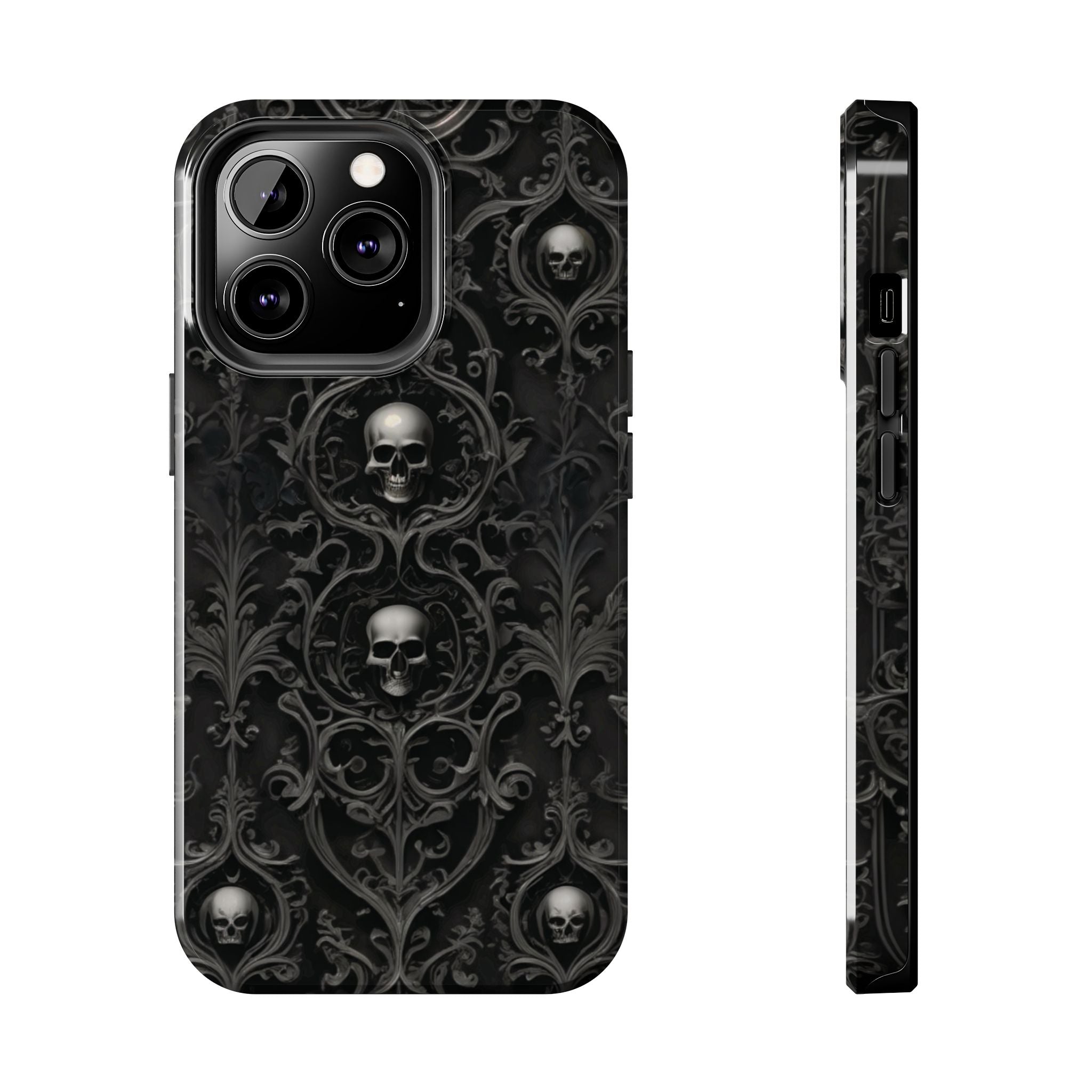 Gothic Skull Phone Cases - Tough Protection, Unique Gift for Halloween, Dark Aesthetic Accessory for Men and Women, Trendy Phone Cover