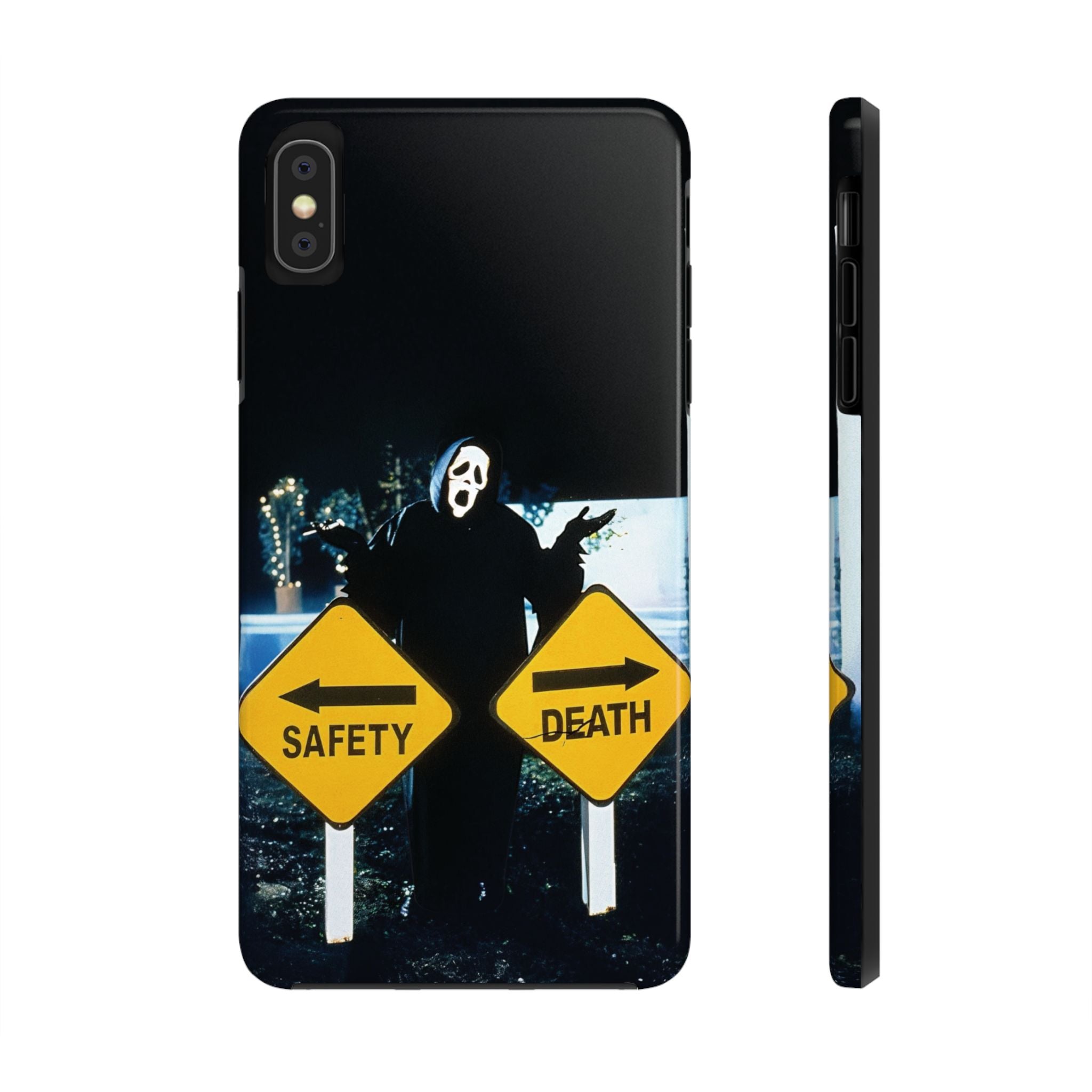 Spooky Phone Cases with Safety and Death Design, Halloween Gift, Horror Movie Merch, Unique Phone Accessories, Fun and Functional