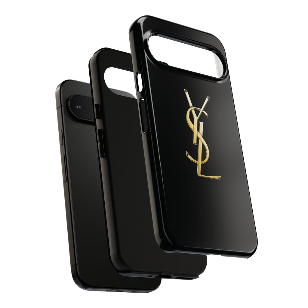 Gold Monogram Tough Phone Case – Luxury YSL-Inspired Protective Cover