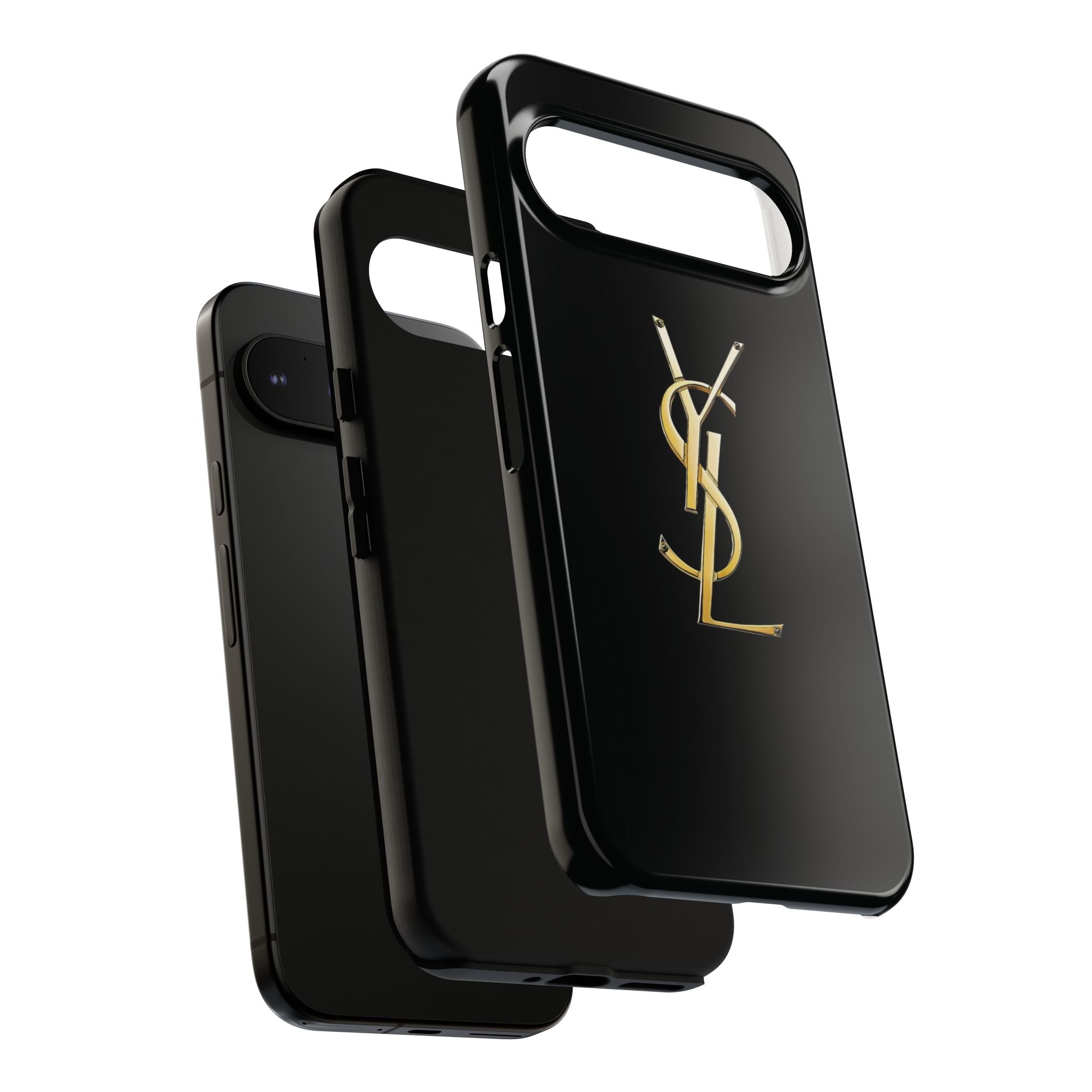Gold Monogram Tough Phone Case – Luxury YSL-Inspired Protective Cover