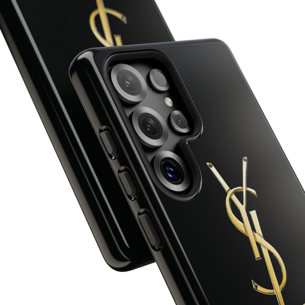 Gold Monogram Tough Phone Case – Luxury YSL-Inspired Protective Cover