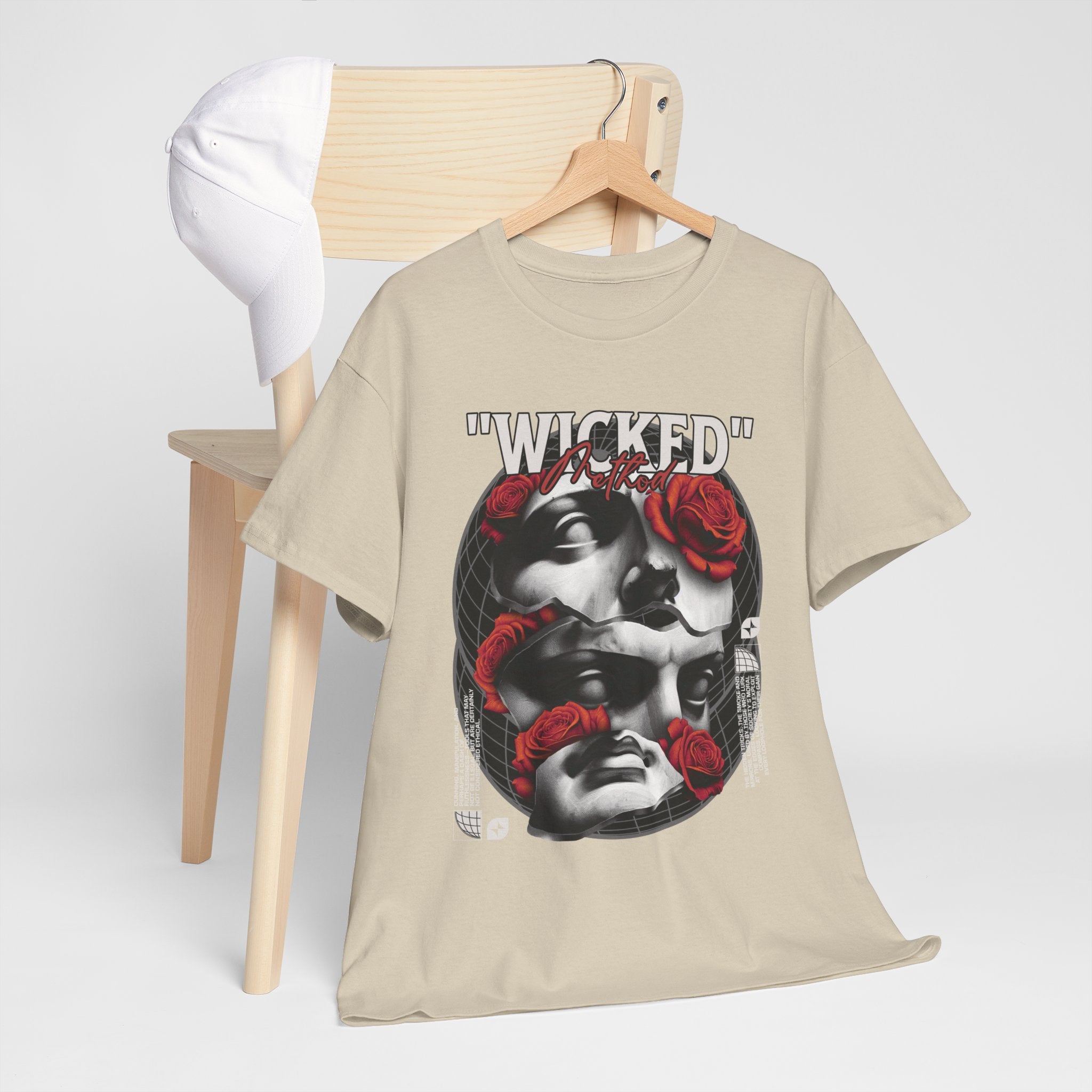 Wicked Floral Unisex Heavy Cotton Tee, Grunge Fashion Tee, Gothic Graphic Tee, Punk Style Shirt, Casual Wear, Gift for Music Lovers