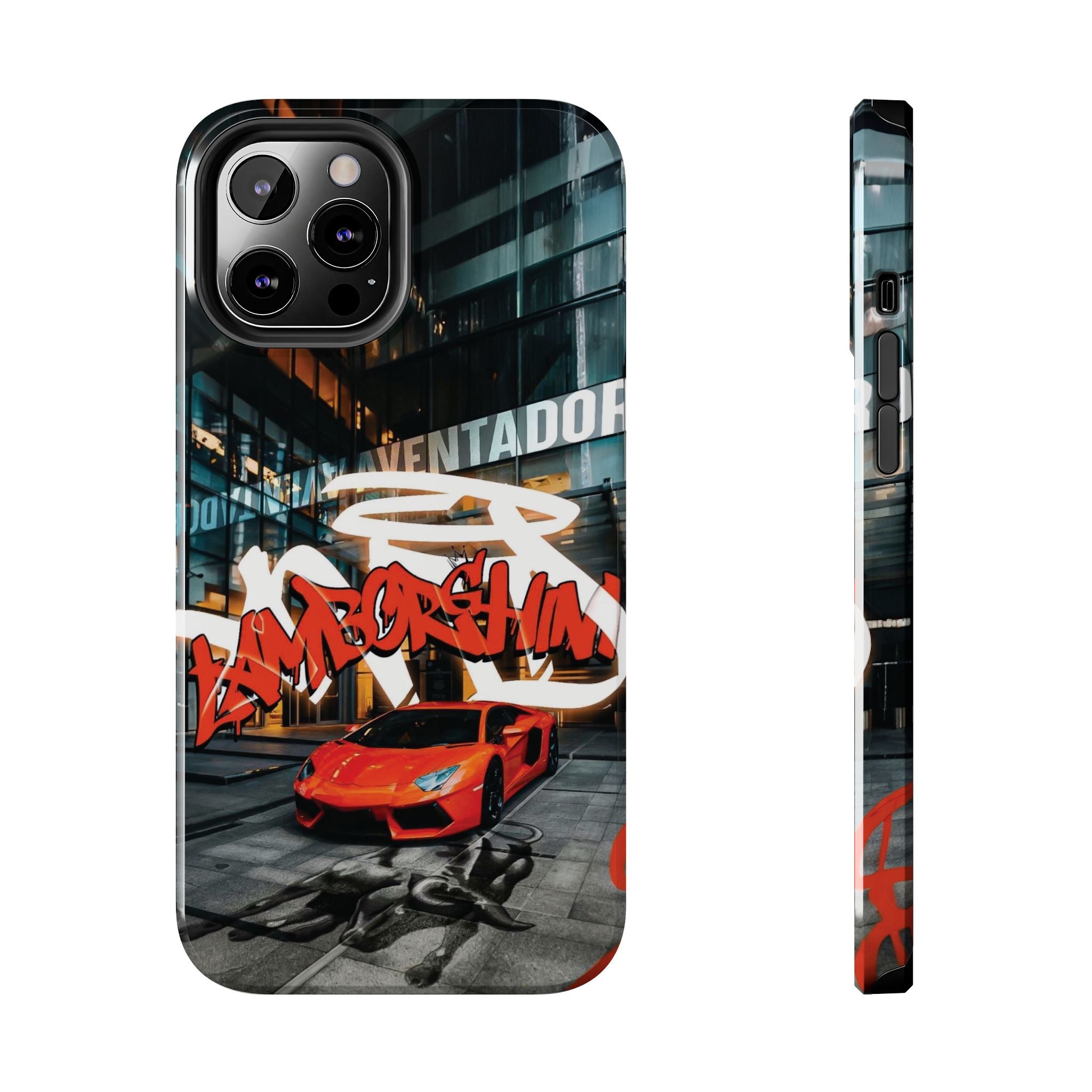 Urban Graffiti Tough Phone Case - Red Lamborghini Design