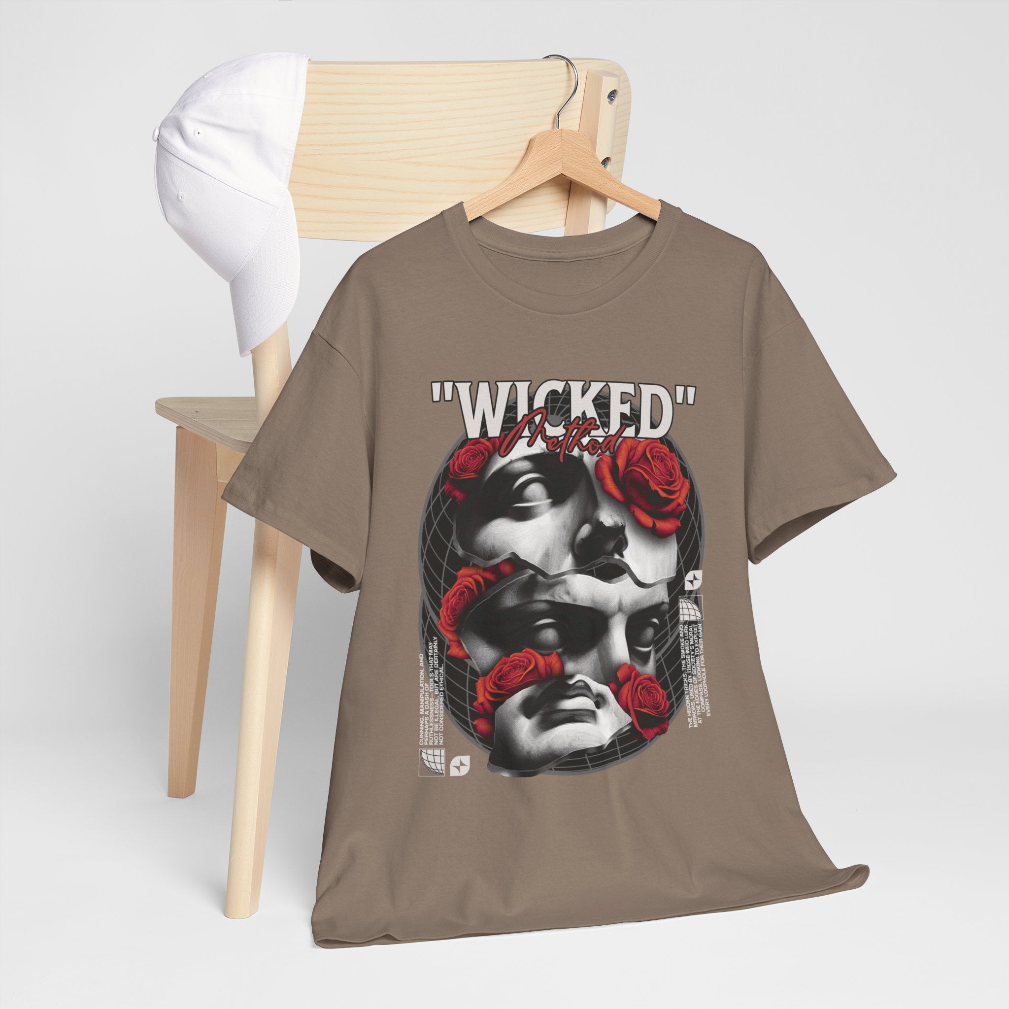 Wicked Floral Unisex Heavy Cotton Tee, Grunge Fashion Tee, Gothic Graphic Tee, Punk Style Shirt, Casual Wear, Gift for Music Lovers