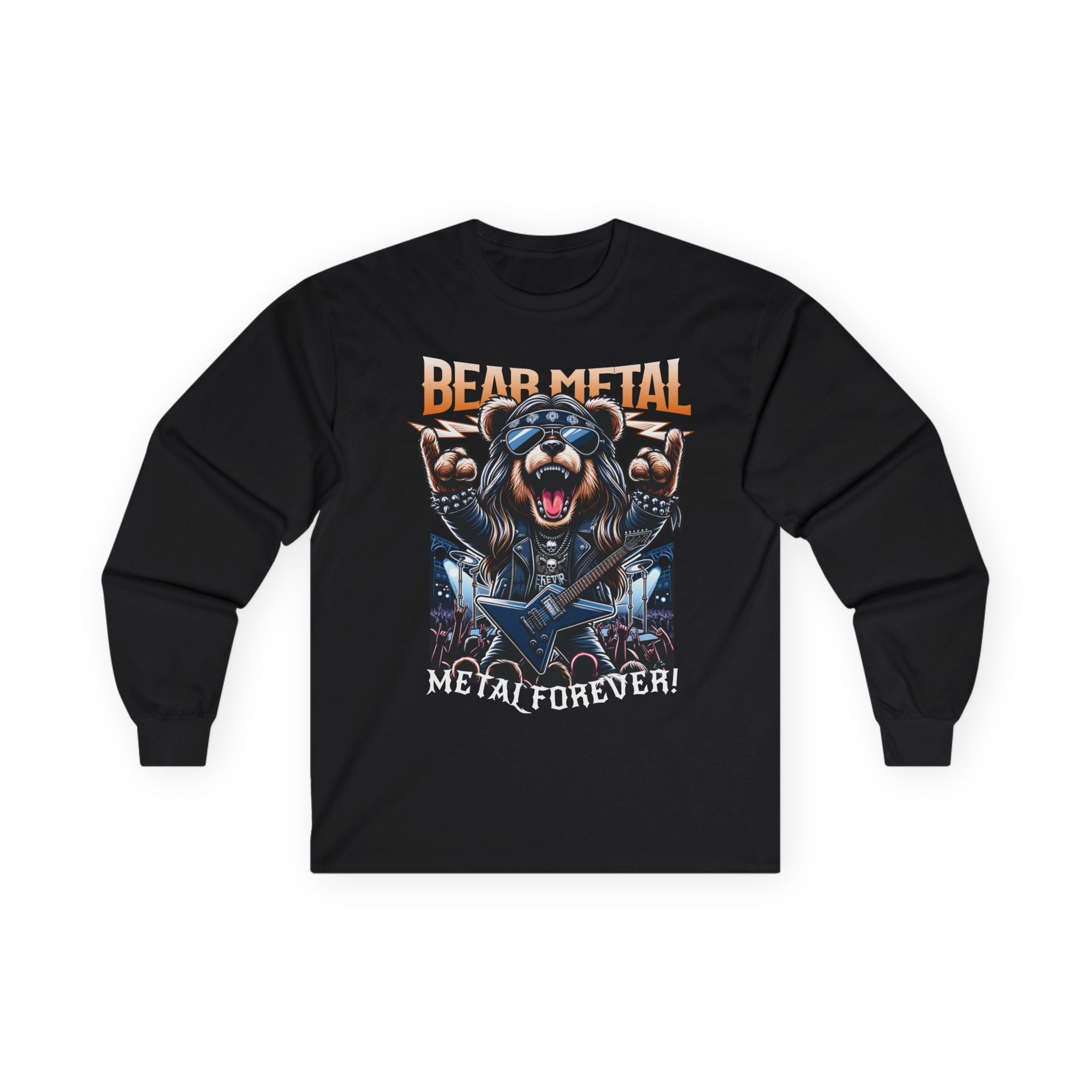Bear Metal Long Sleeve Tee, Heavy Metal Shirt, Music Lover Gift, Rock T-Shirt, Every Day Wear, Unisex Band Shirt