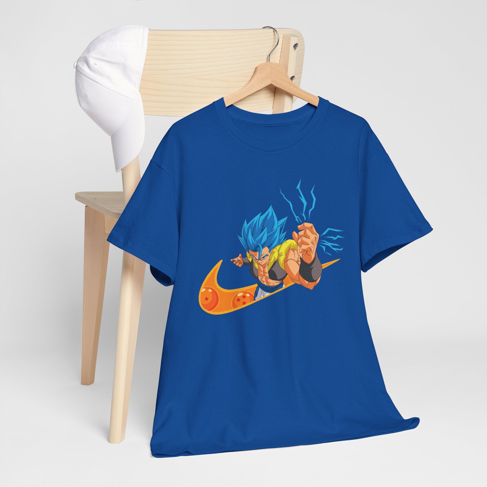 Anime Power Fusion Tee — Blue-Haired Warrior with Dragon Orb Graphic