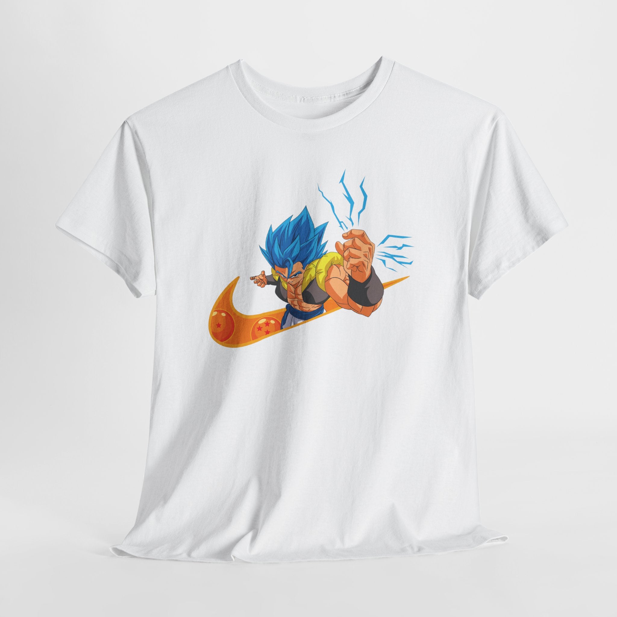 Anime Power Fusion Tee — Blue-Haired Warrior with Dragon Orb Graphic