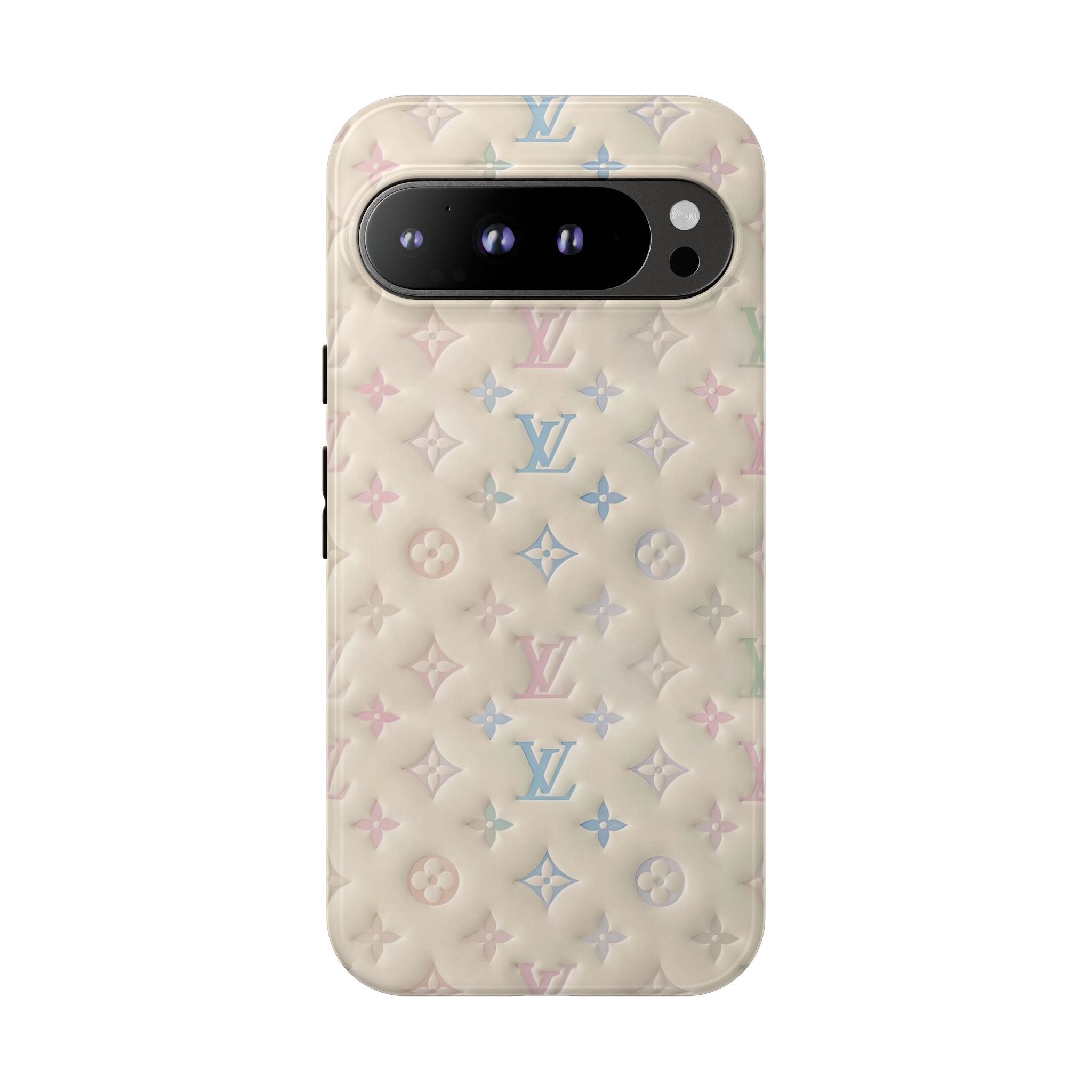 Pastel Quilted Monogram Phone Case — LV-Inspired Tough Protective Cover