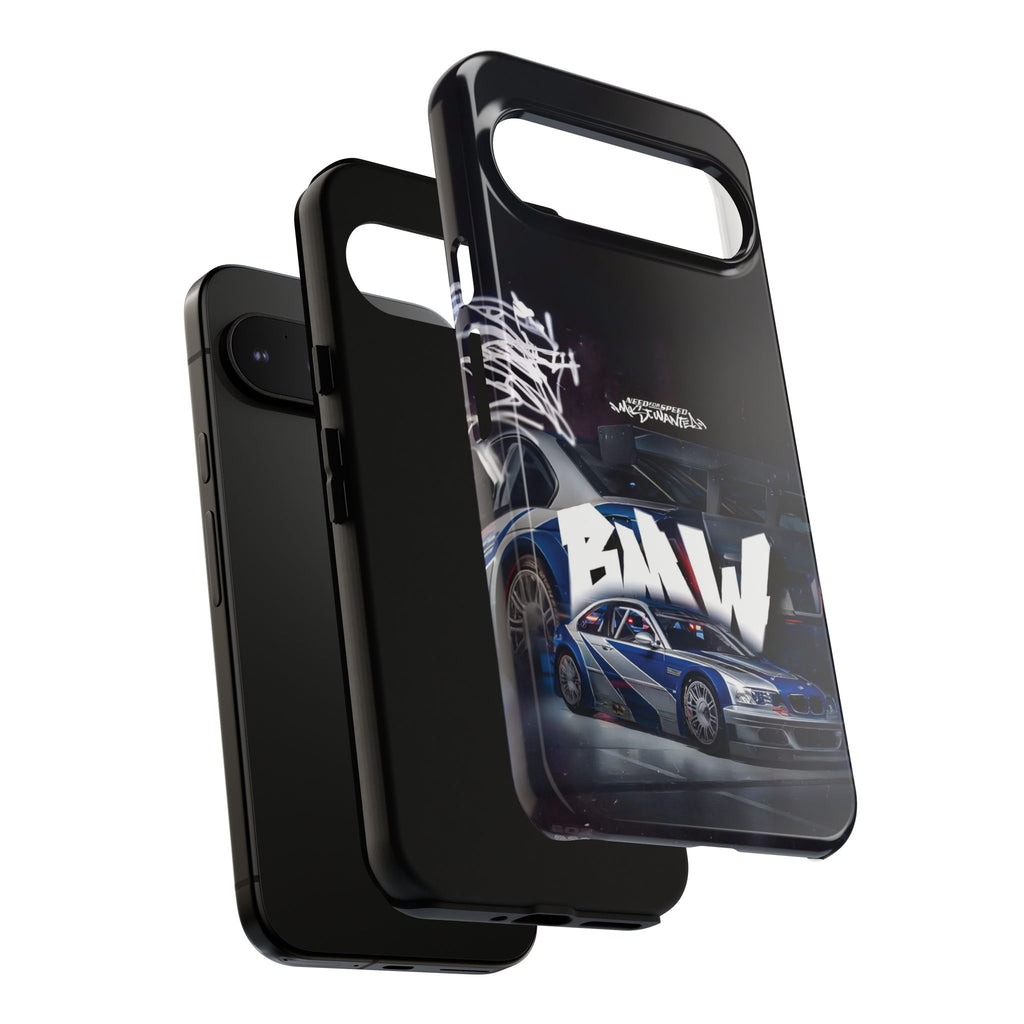 Racing Graffiti Tough Phone Case — Blue Sports Car Design