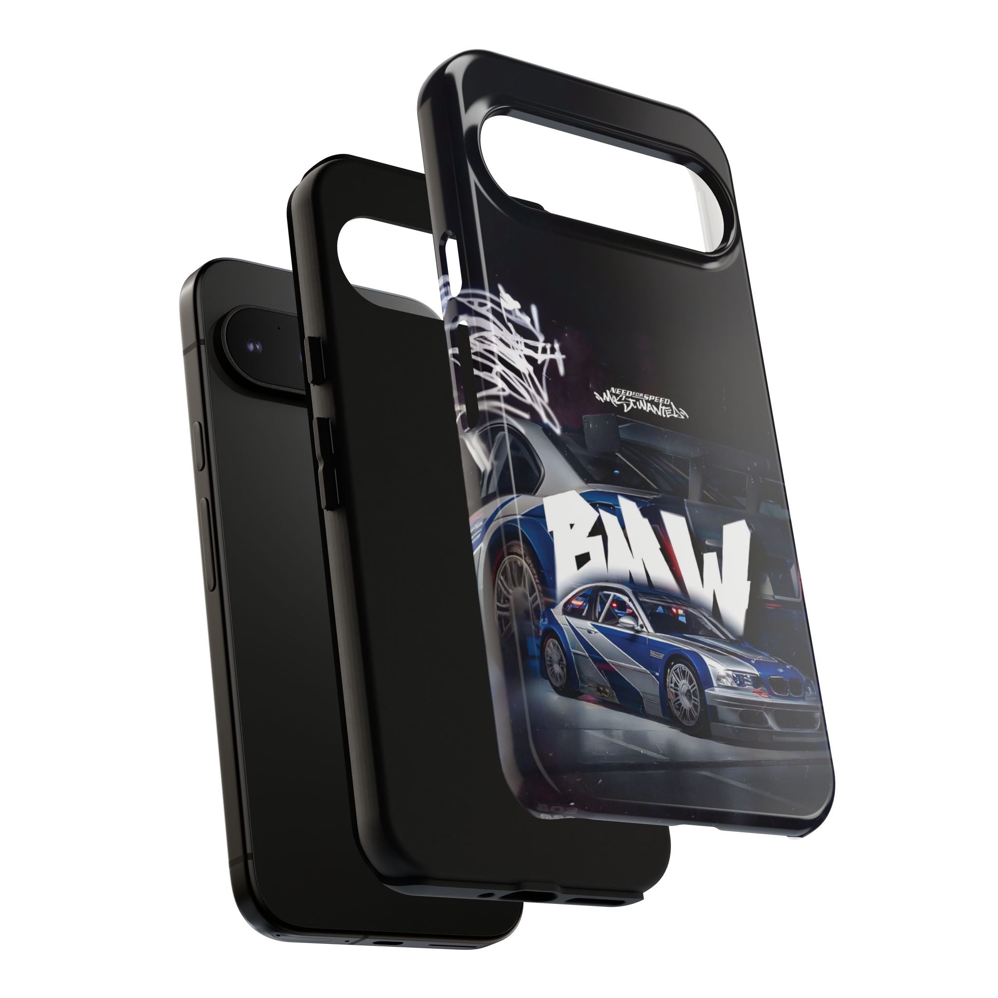 Racing Graffiti Tough Phone Case — Blue Sports Car Design
