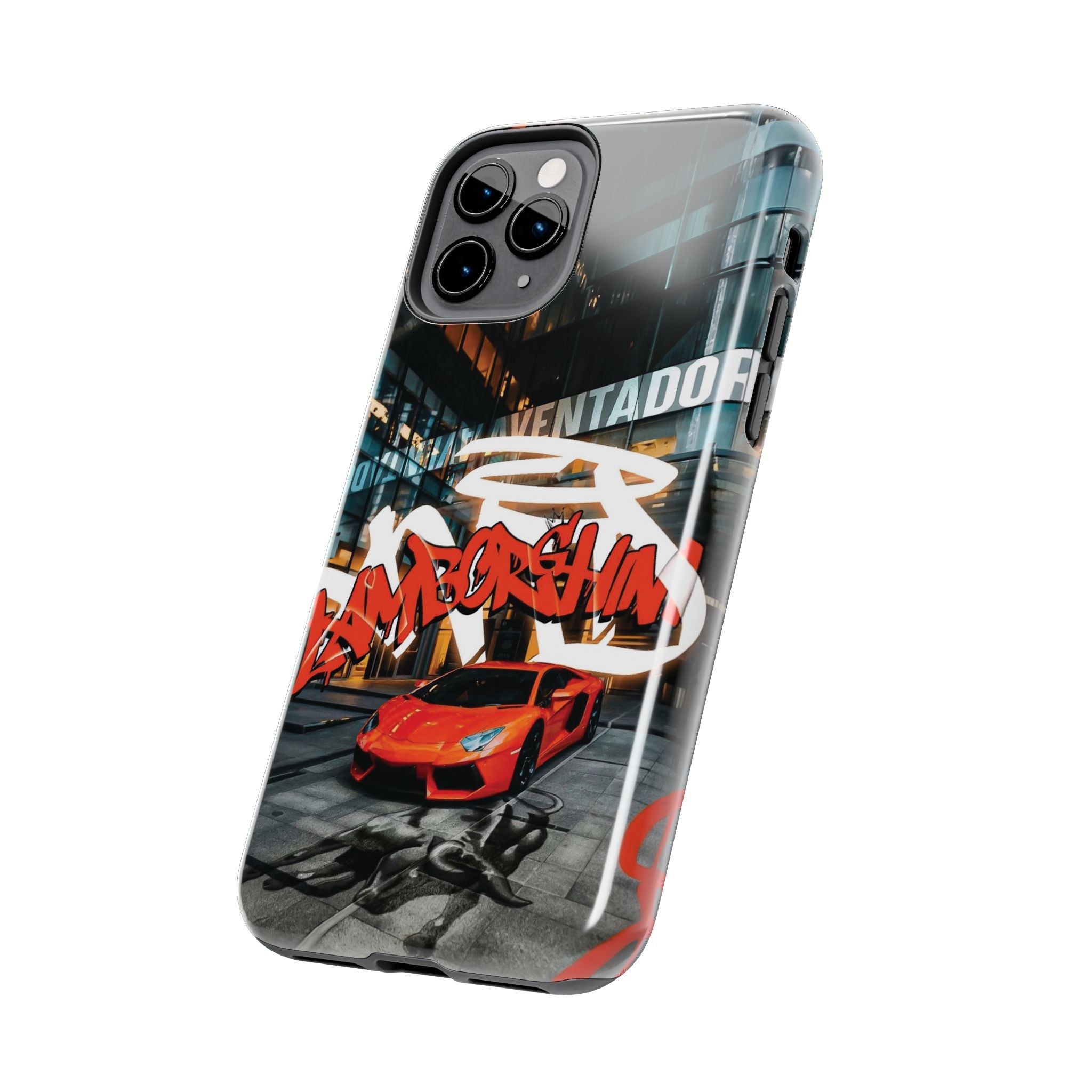 Urban Graffiti Tough Phone Case - Red Lamborghini Design