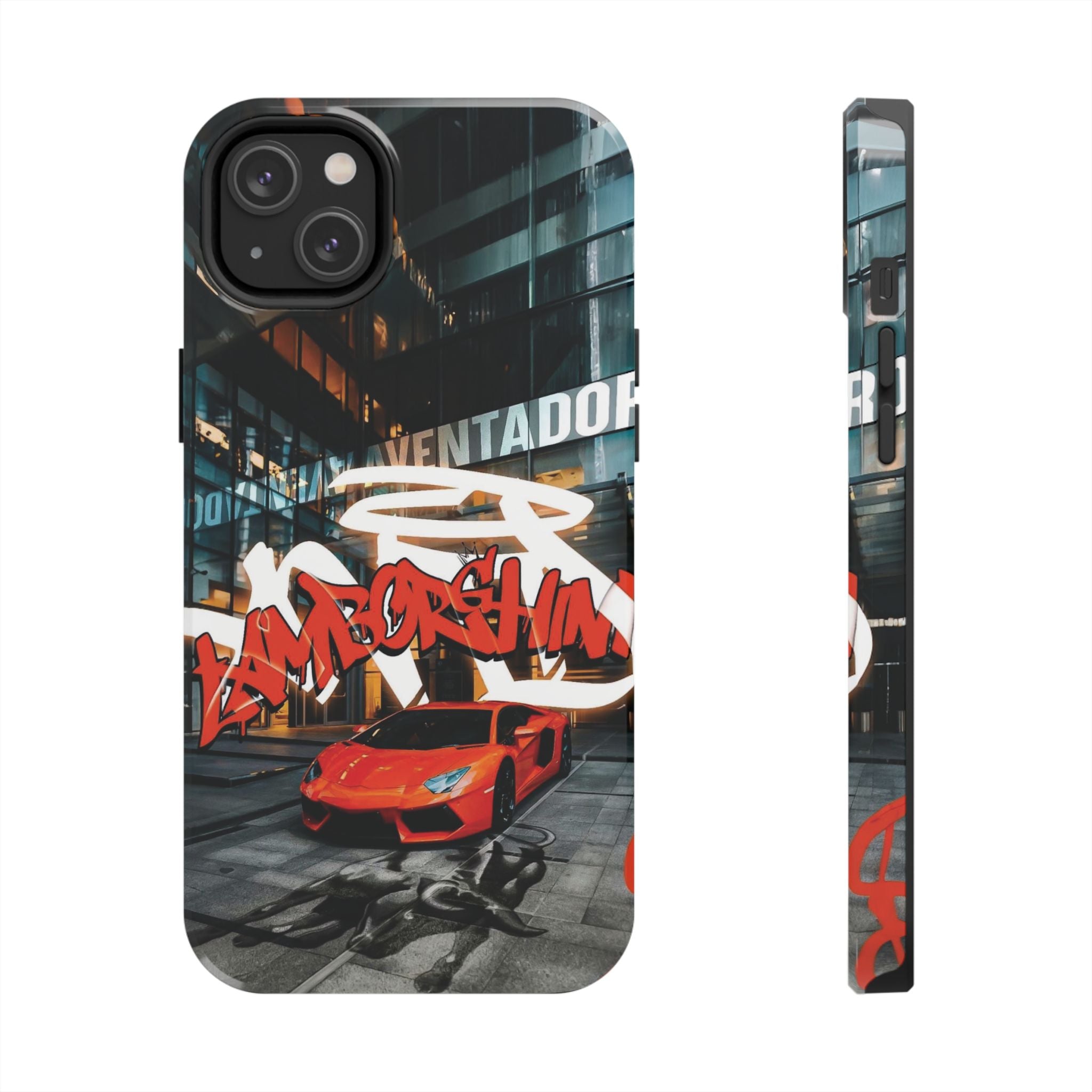 Urban Graffiti Tough Phone Case - Red Lamborghini Design