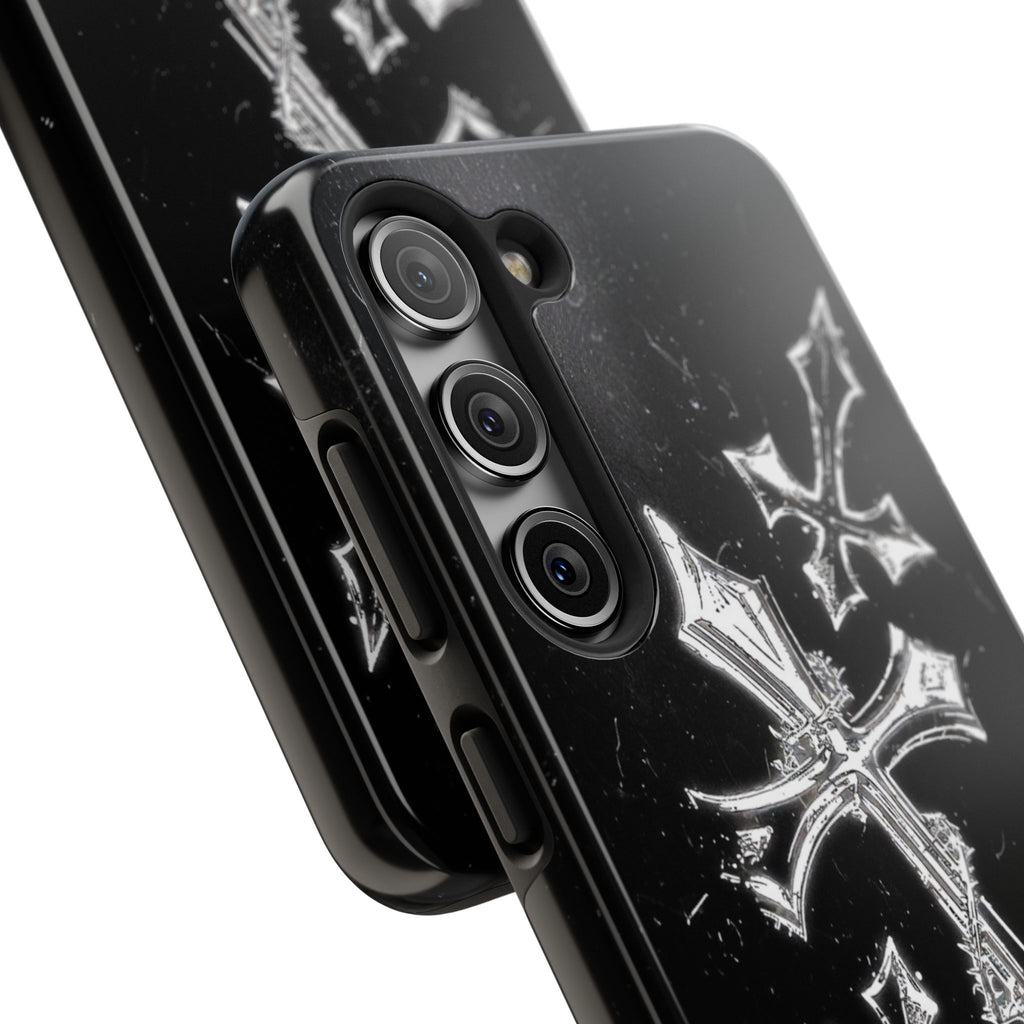 Tough Phone Case with Cross Design, Gothic Phone Cover, Personalized Phone Case, Customizable Tech Accessories, Unique Gift Idea