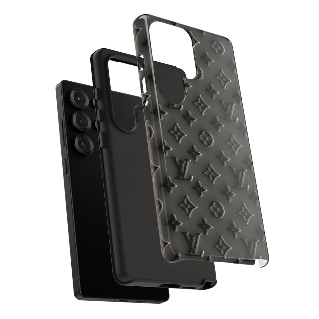 Embossed Luxury Monogram Phone Case — Black Designer-Style Protective Cover