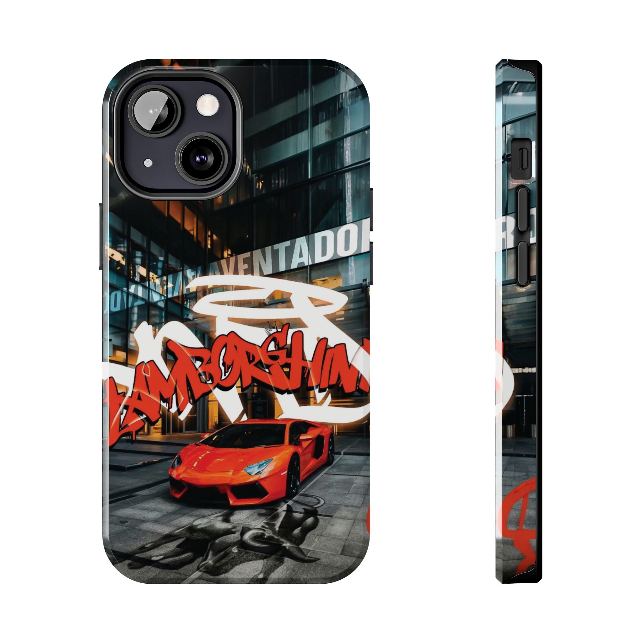 Urban Graffiti Tough Phone Case - Red Lamborghini Design