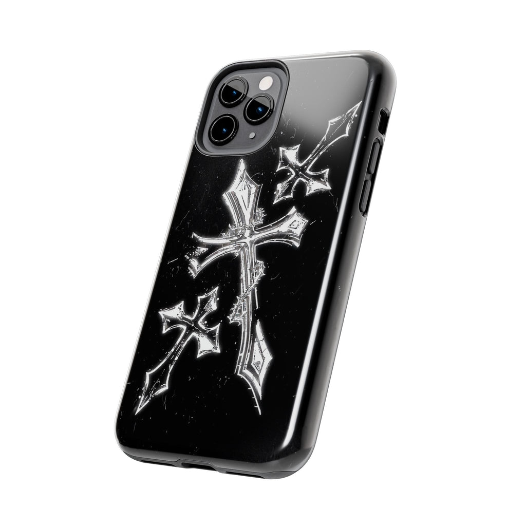 Tough Phone Case with Cross Design, Gothic Phone Cover, Personalized Phone Case, Customizable Tech Accessories, Unique Gift Idea