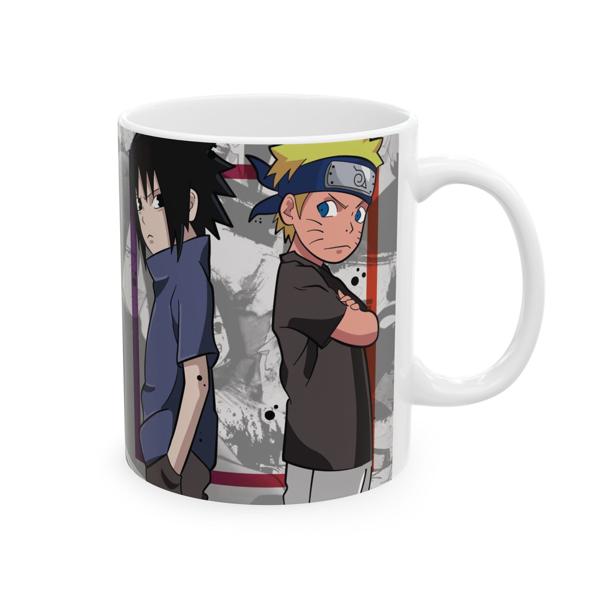 Anime Naruto & Sasuke Mug — Character Collage Ceramic Coffee Cup (11oz/15oz)