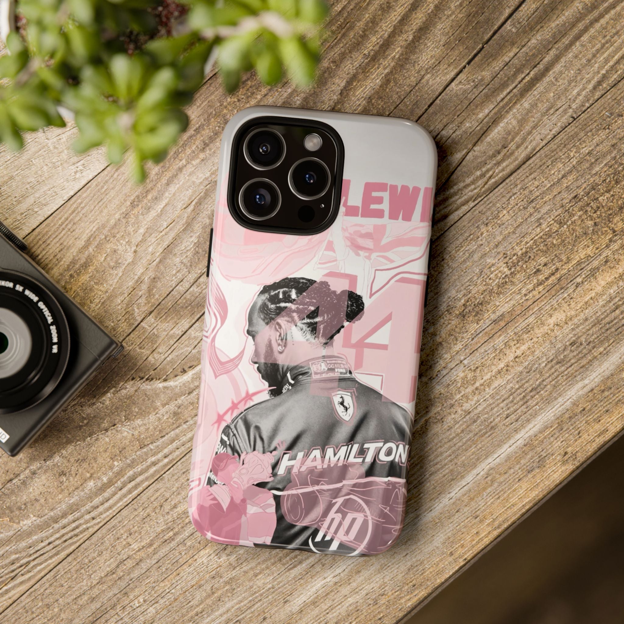 Hamilton Racing Phone Case — Pink Retro Driver Collage Tough Case