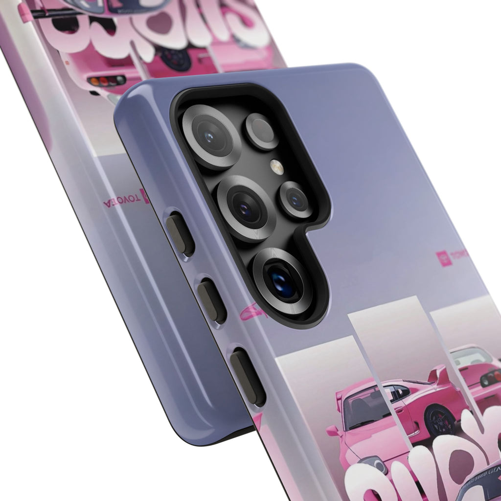 Pink Toyota Supra Phone Case — Retro Car Graffiti Design