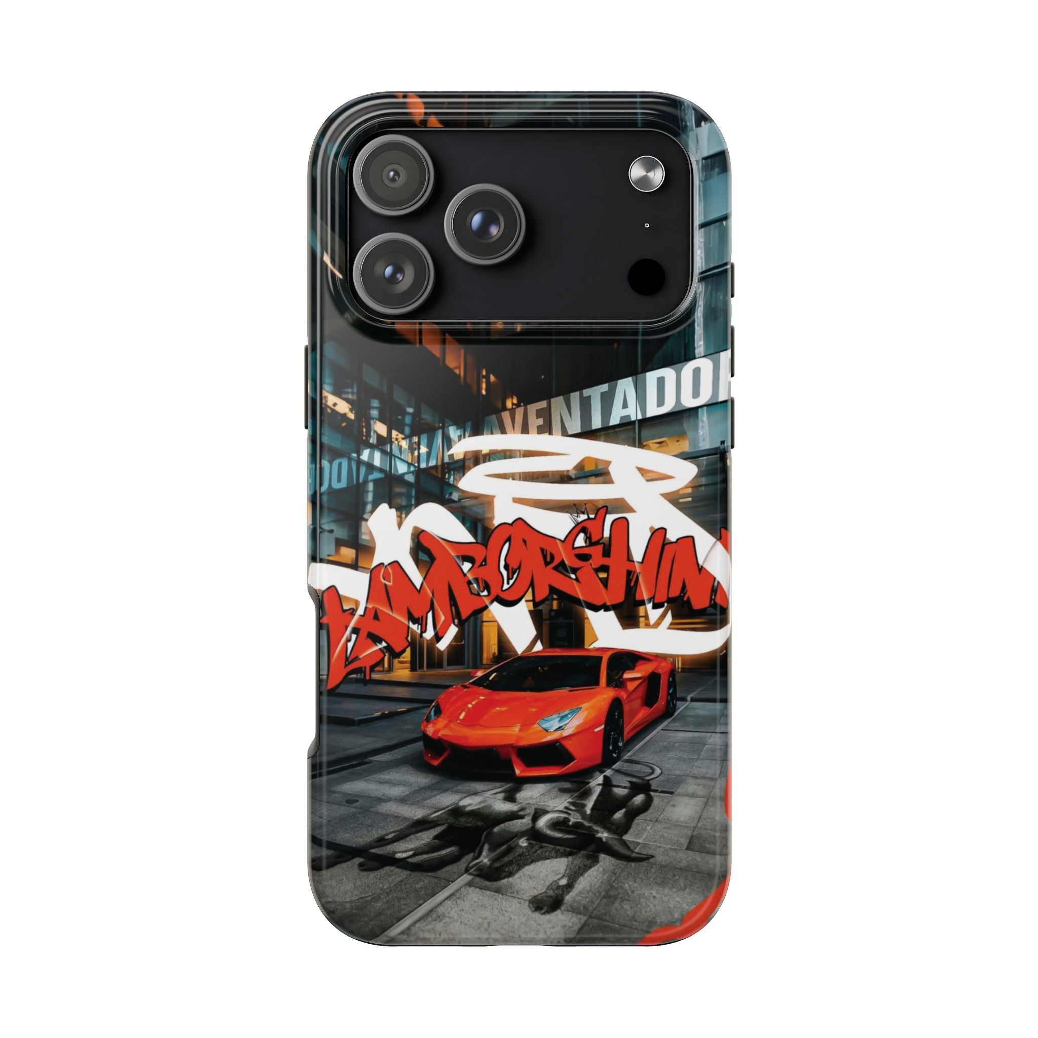 Urban Graffiti Tough Phone Case - Red Lamborghini Design
