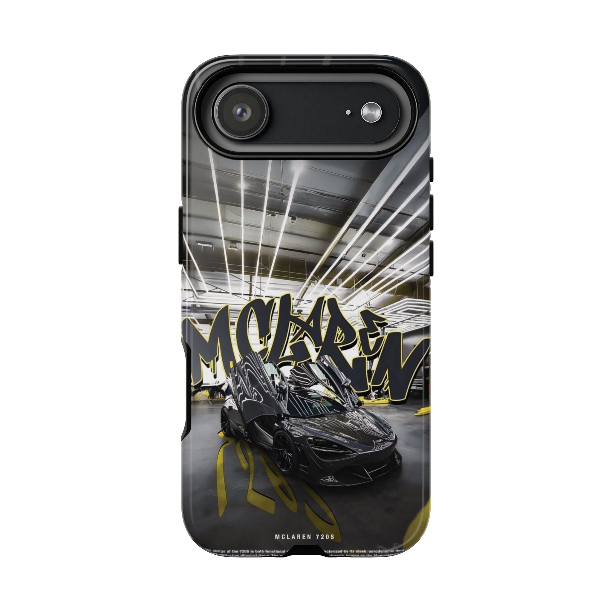 Racing Graffiti Phone Case — McLaren Sports Car Garage Design