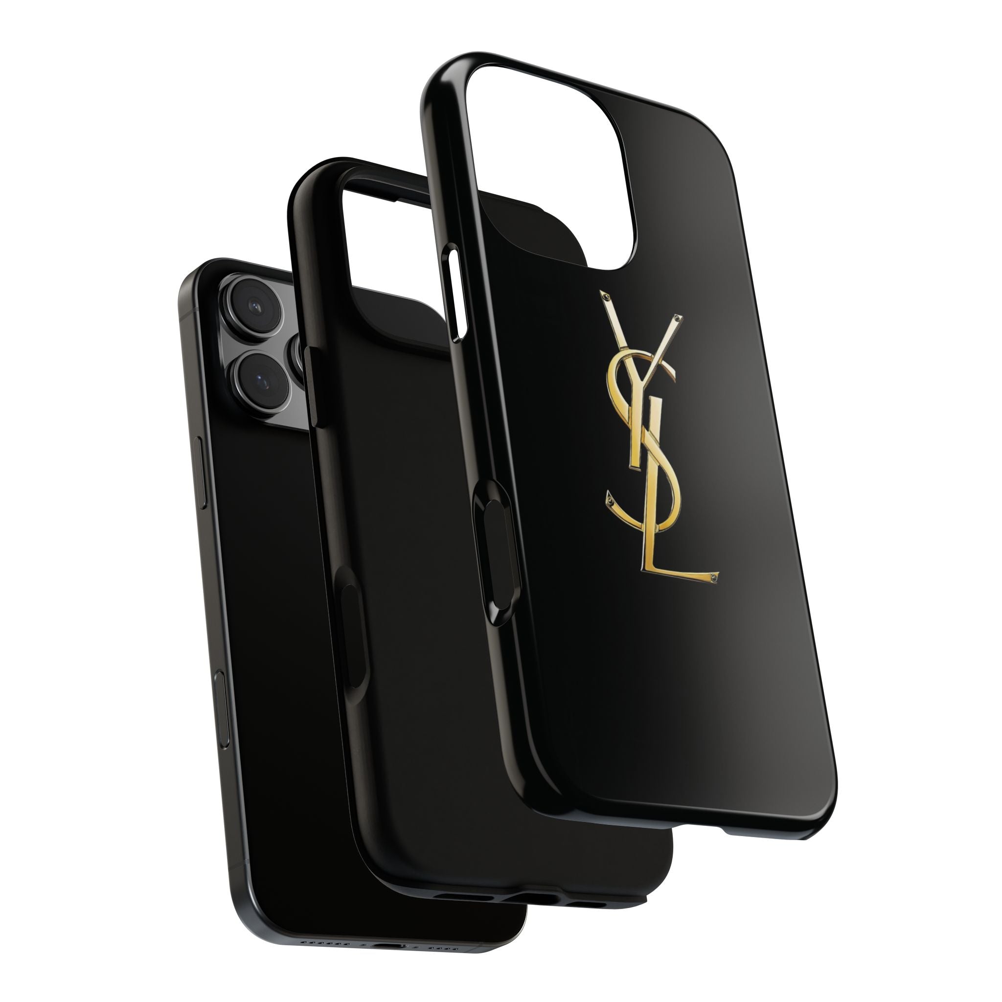 Gold Monogram Tough Phone Case – Luxury YSL-Inspired Protective Cover