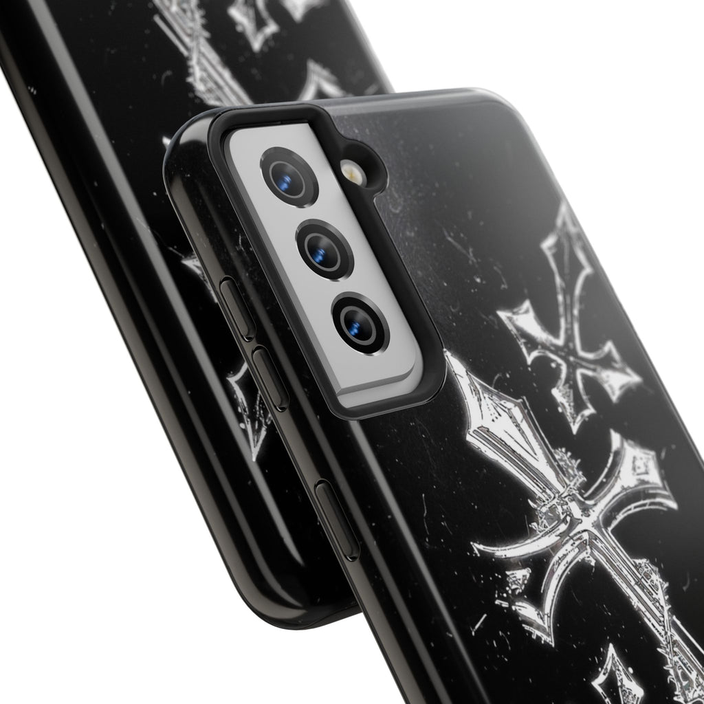 Tough Phone Case with Cross Design, Gothic Phone Cover, Personalized Phone Case, Customizable Tech Accessories, Unique Gift Idea