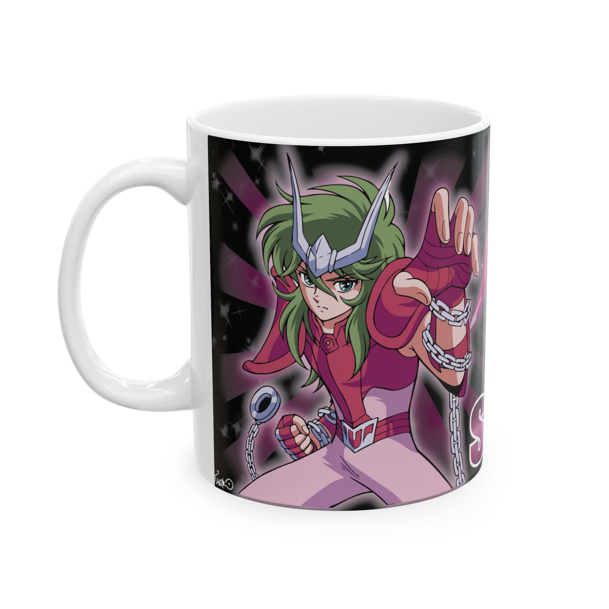 Shun Anime Character Ceramic Mug (11oz/15oz) – Pink Mecha Design