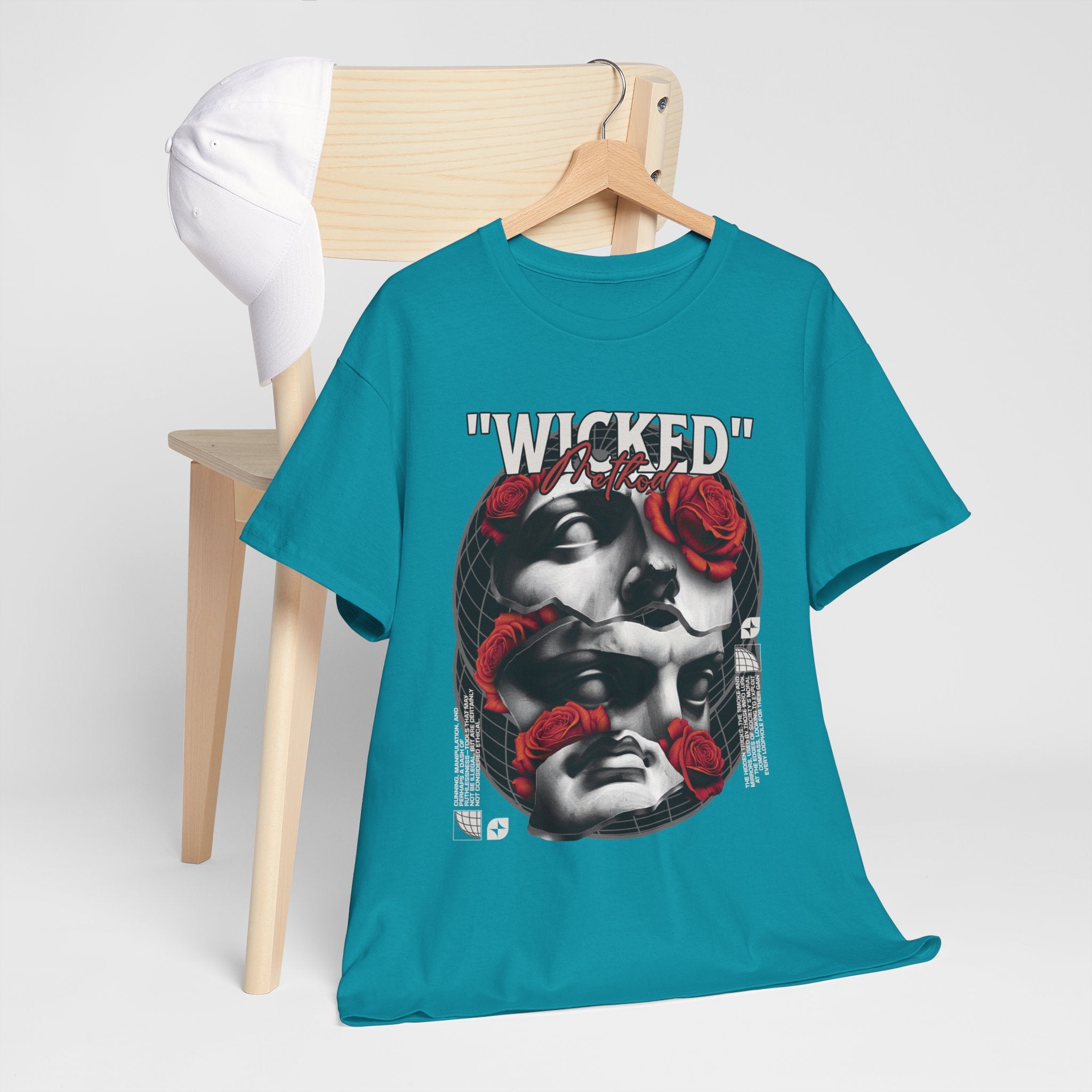 Wicked Floral Unisex Heavy Cotton Tee, Grunge Fashion Tee, Gothic Graphic Tee, Punk Style Shirt, Casual Wear, Gift for Music Lovers