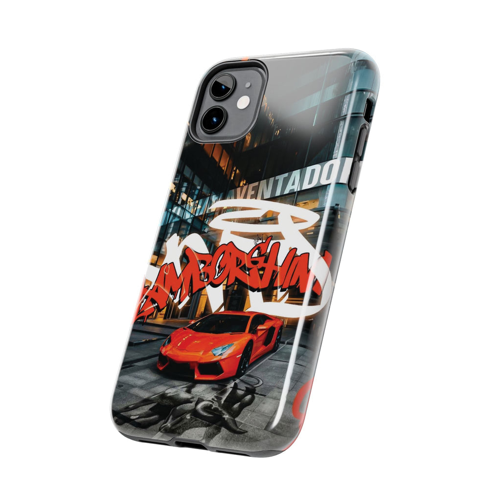 Urban Graffiti Tough Phone Case - Red Lamborghini Design