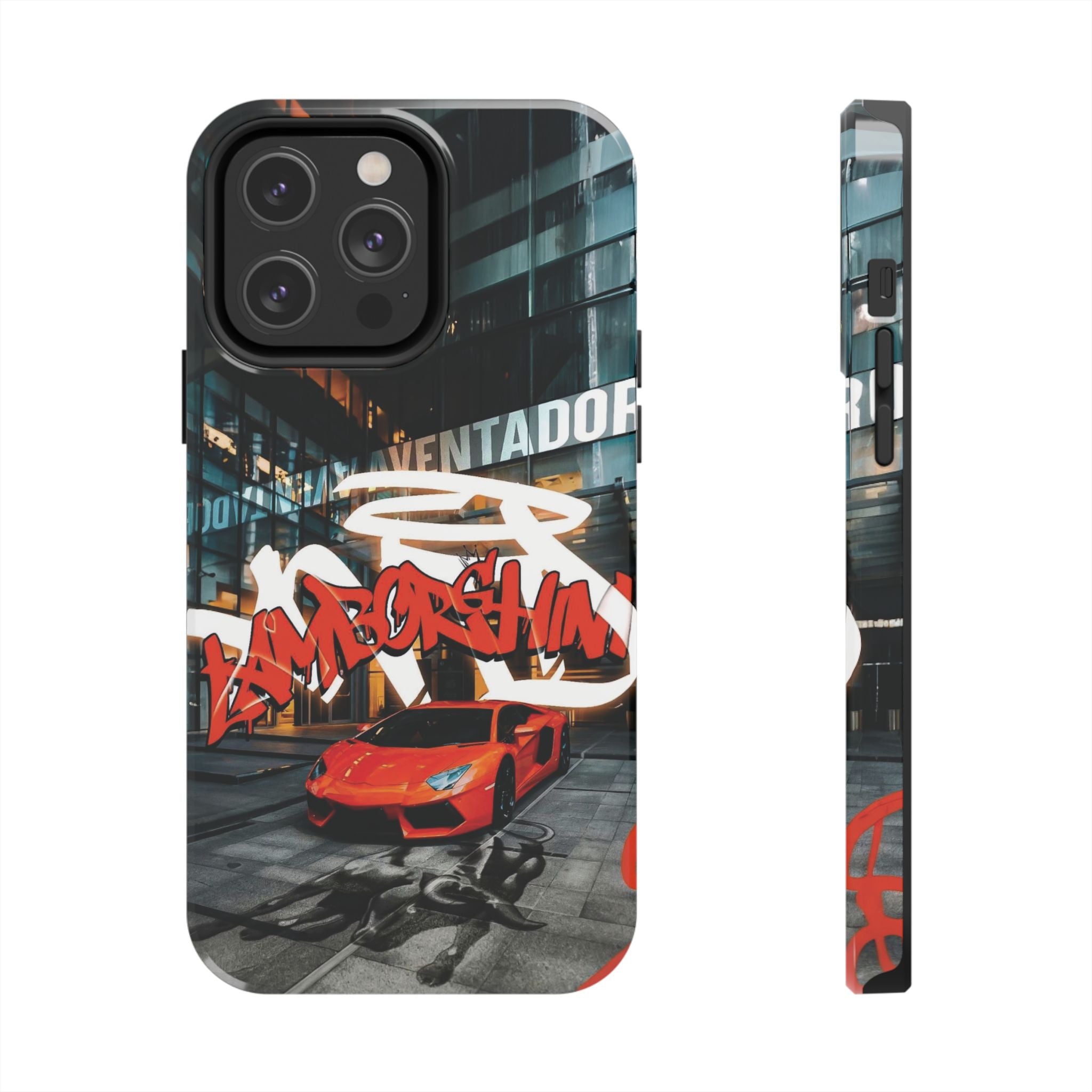 Urban Graffiti Tough Phone Case - Red Lamborghini Design