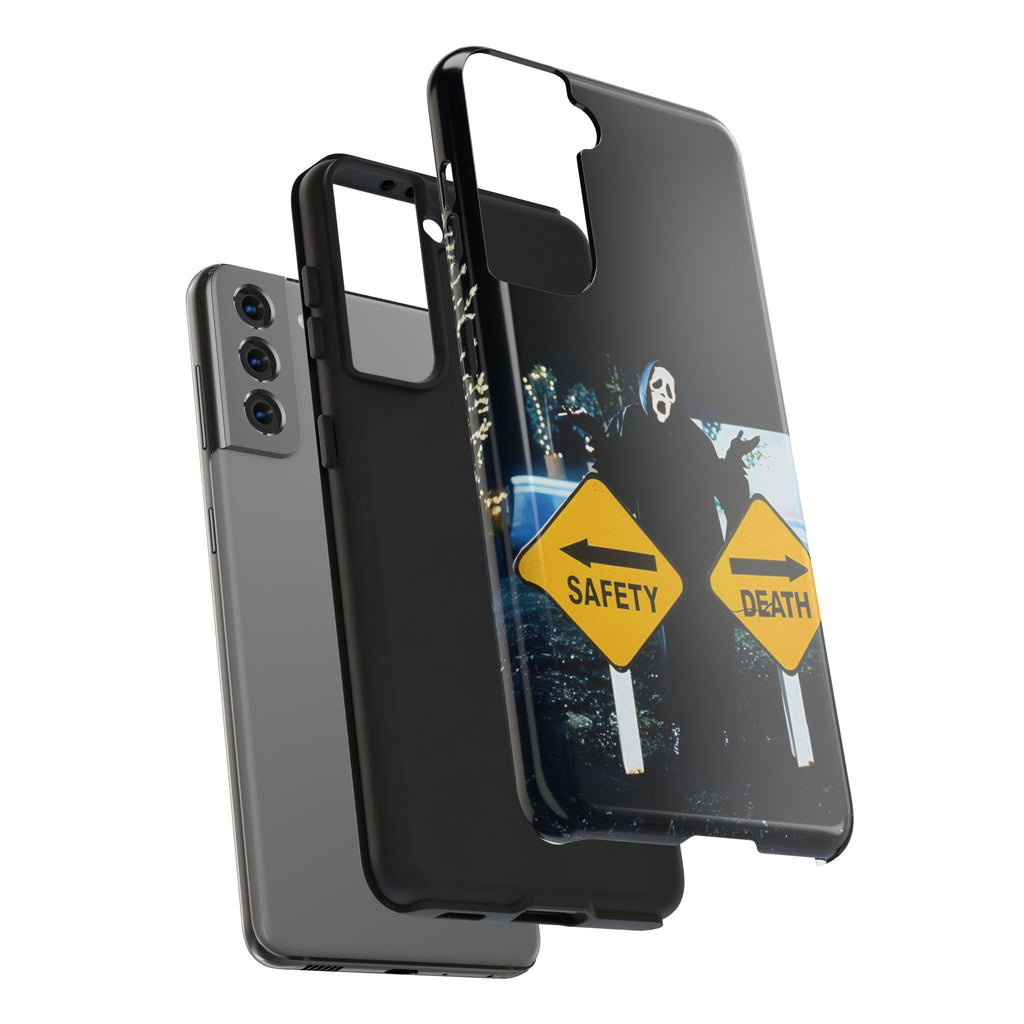 Spooky Phone Cases with Safety and Death Design, Halloween Gift, Horror Movie Merch, Unique Phone Accessories, Fun and Functional