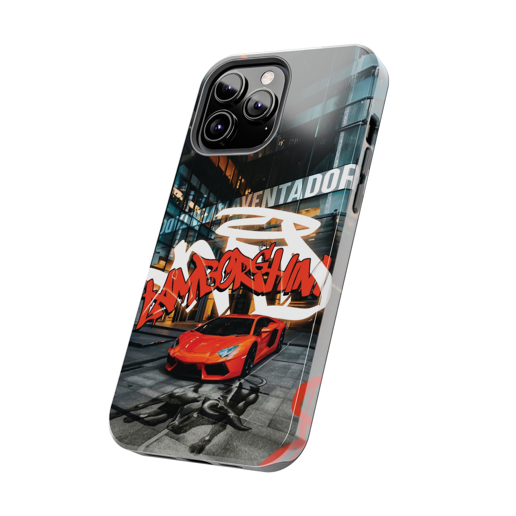 Urban Graffiti Tough Phone Case - Red Lamborghini Design